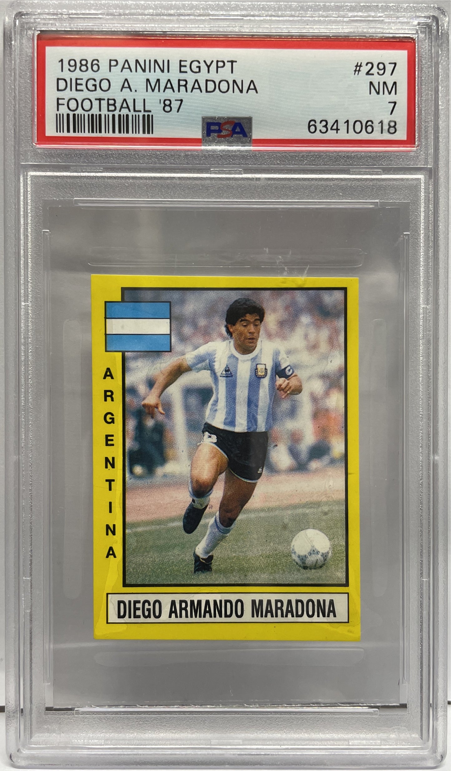 PSA 7 - Diego Maradona 87 - Panini Sticker Egypt 1986