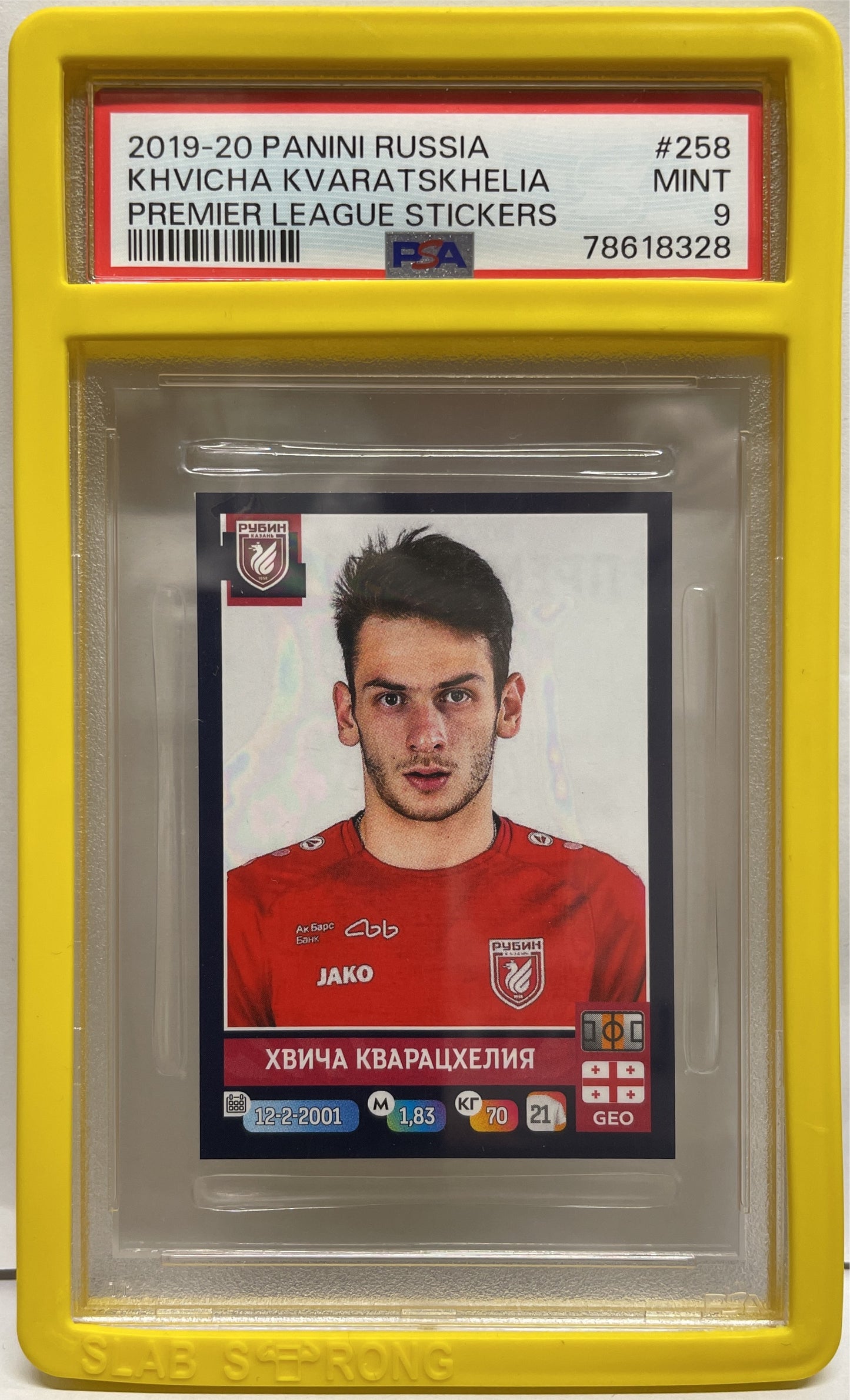 PSA 9 - Khvicha Kvaratskhelia Rookie Sticker - Stickers Premier League 2019/20