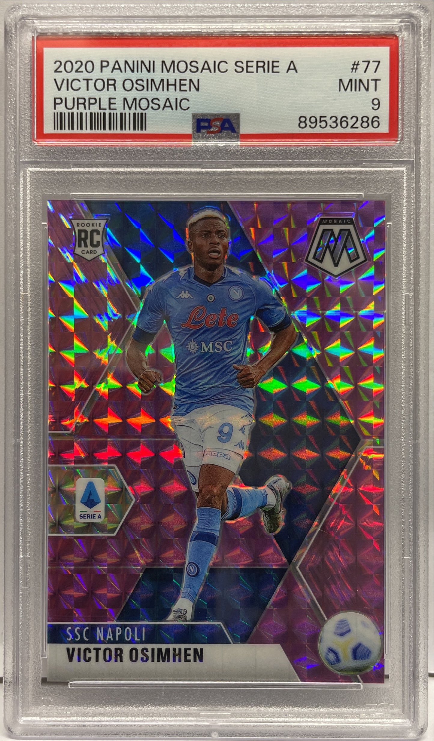PSA 9 - VIctor Osimhen 32/49 Rookie Pink - Mosaic Serie A 2020/21