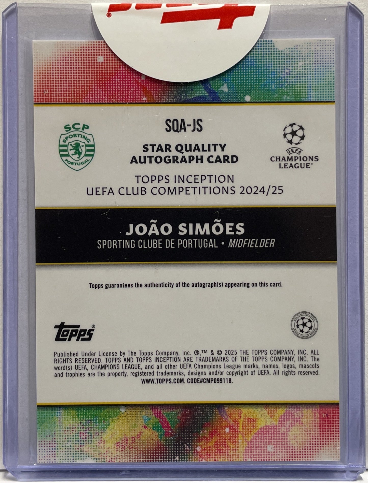 Joao Simoes Rookie Autograph Star Quality Topps Inception 2024/25
