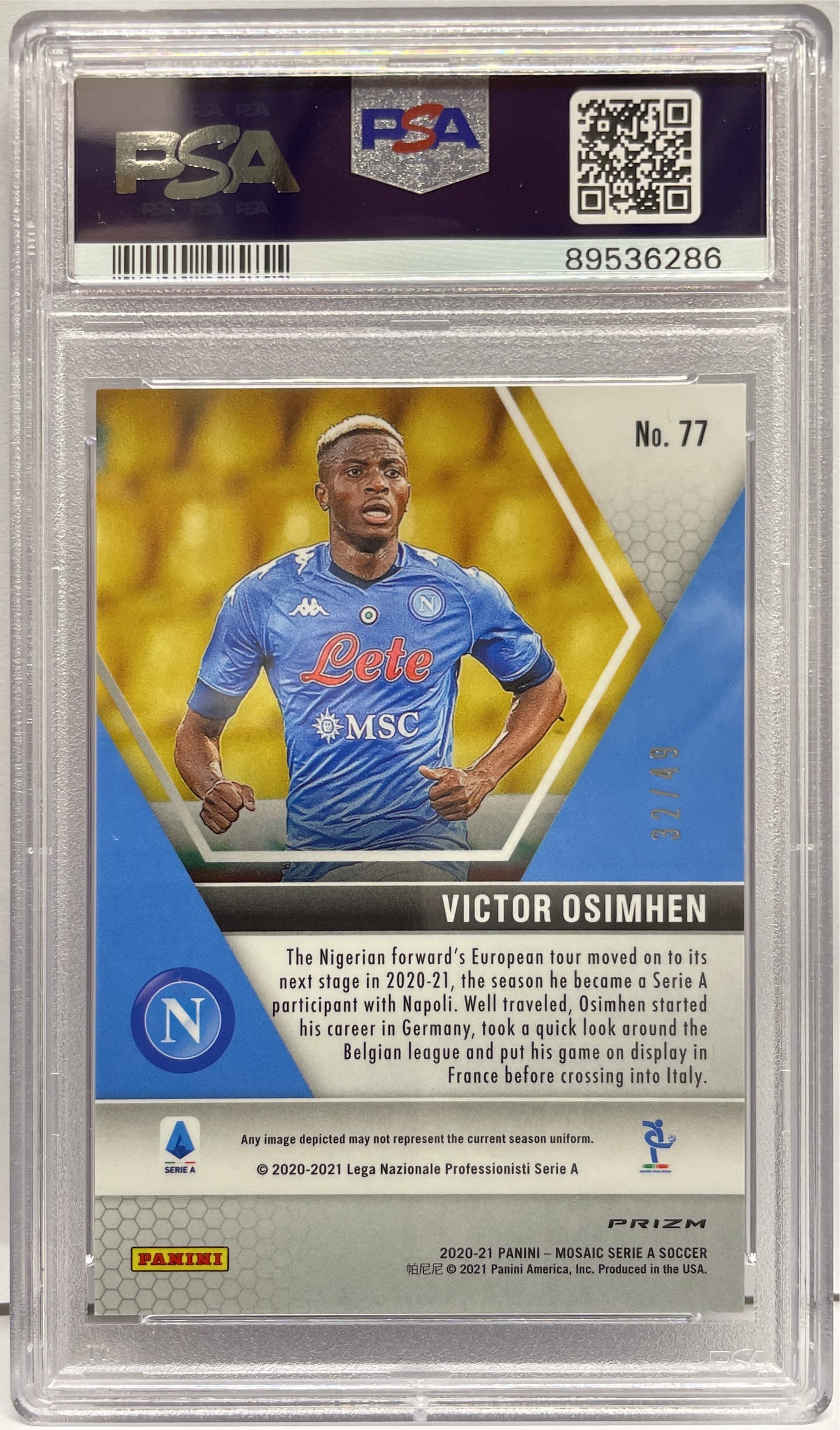 PSA 9 - VIctor Osimhen 32/49 Rookie Pink - Mosaic Serie A 2020/21