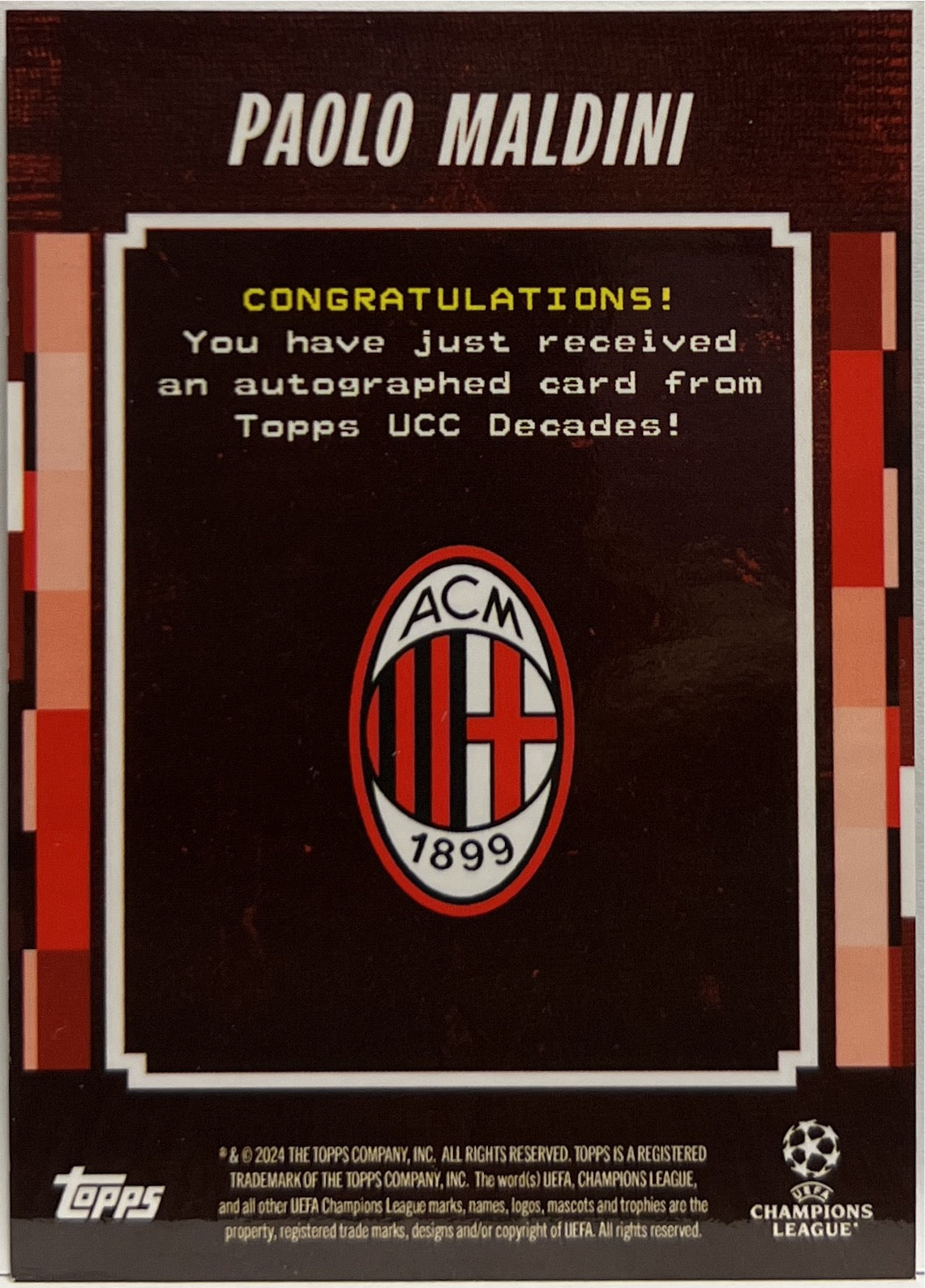 Paolo Maldini 2/10 Autograph Pioneer Topps Decades 2024/25