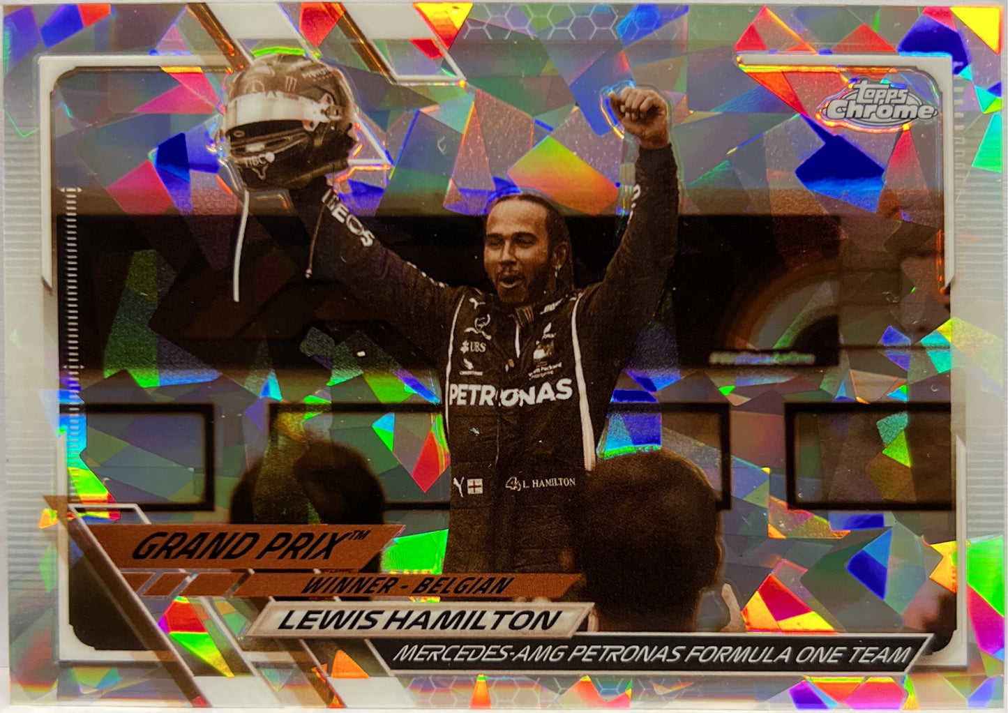 Lewis Hamilton 71/100 Cracked Ice Topps Chrome F1 2021