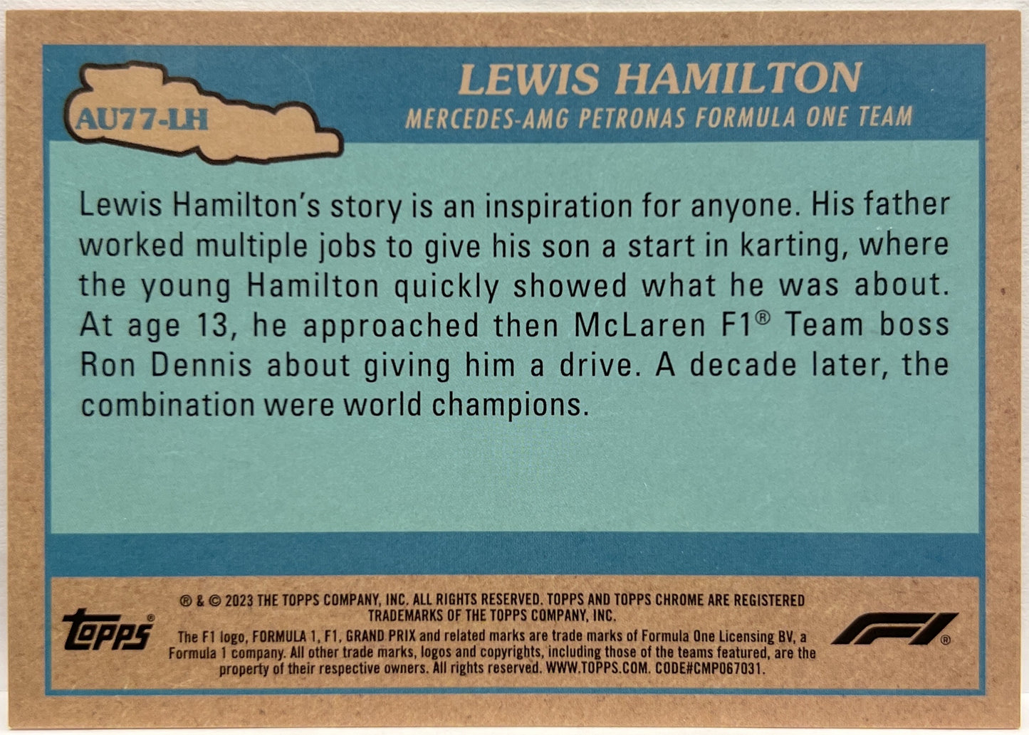 Lewis Hamilton Mercedes Team 4/25 Orange Topps Chrome F1 2023