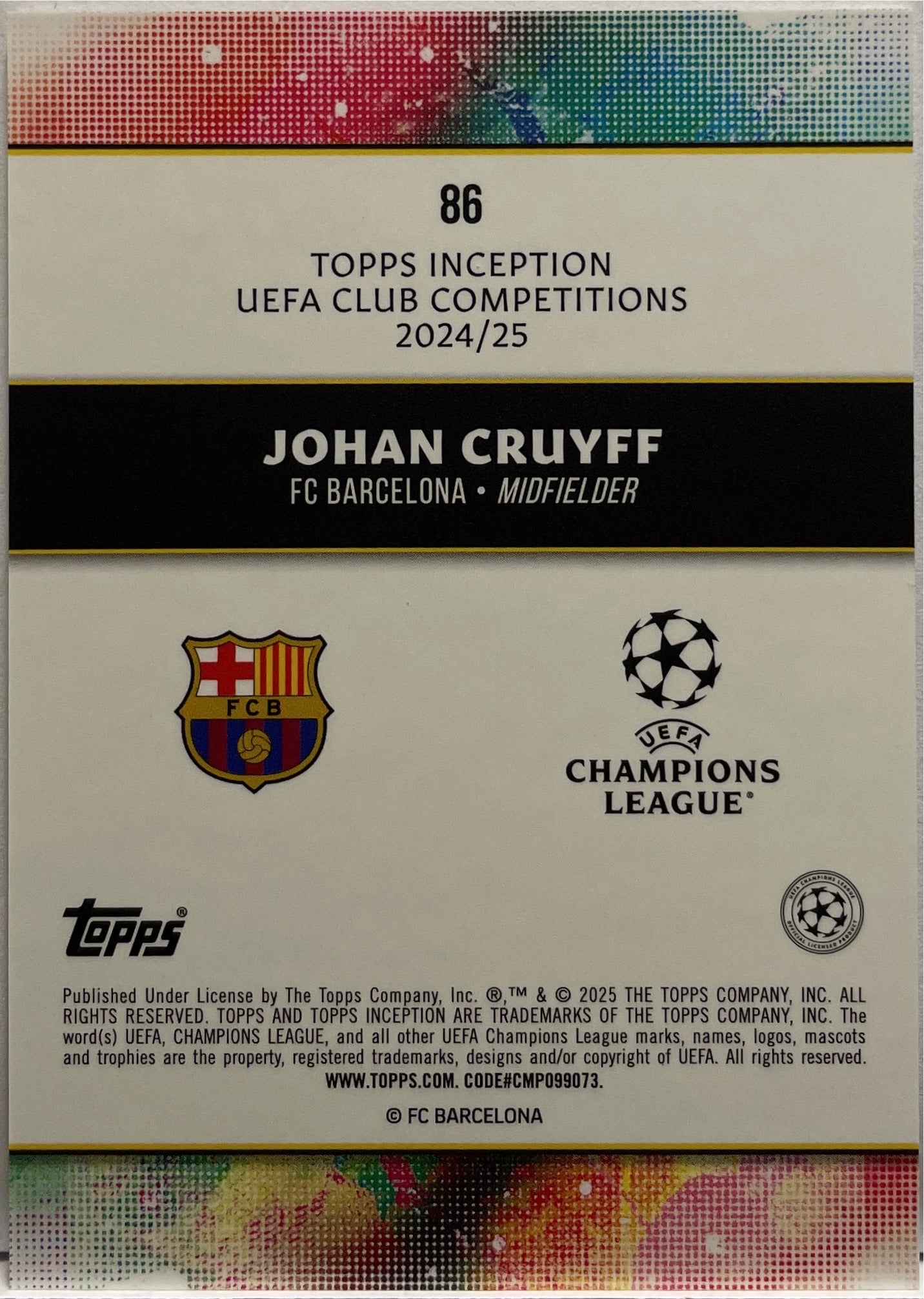 Johan Cruyff 15/75 Legacy Topps Inception 2024/25
