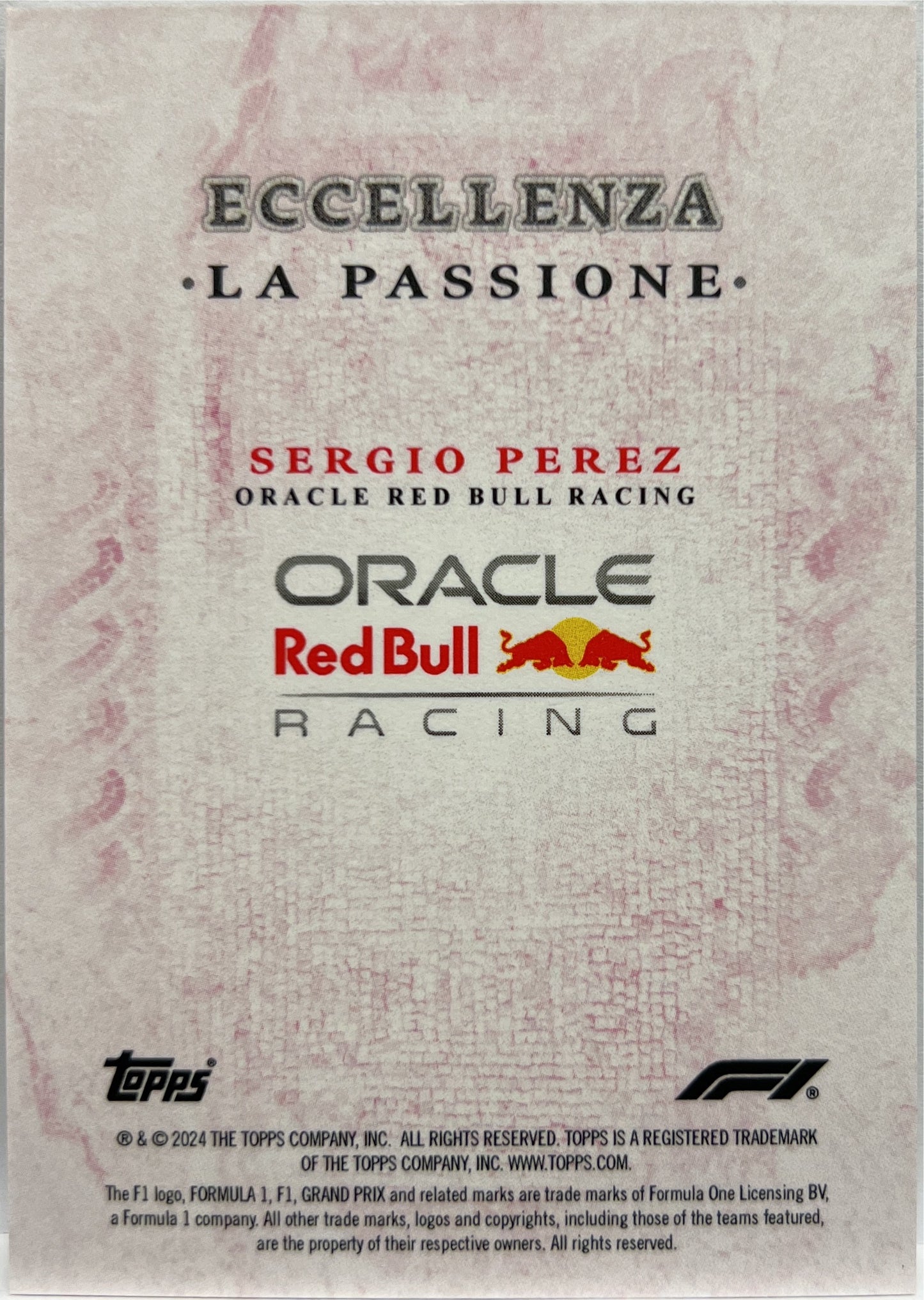 Sergio Perez 43/75 Topps Eccellenza F1 2024