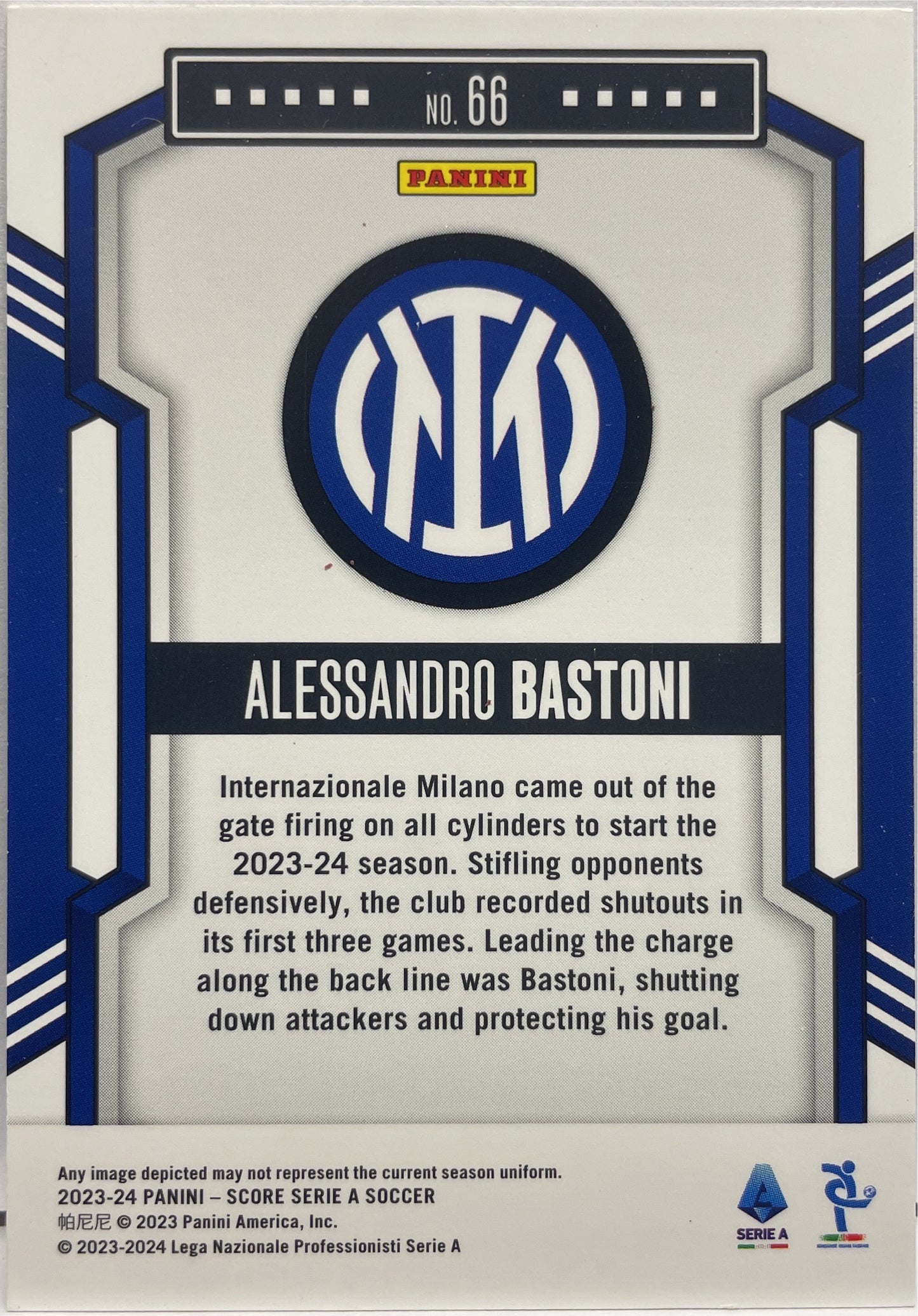 Alessandro Bastoni 13/50 Blue Laser Score Serie A 2023/24