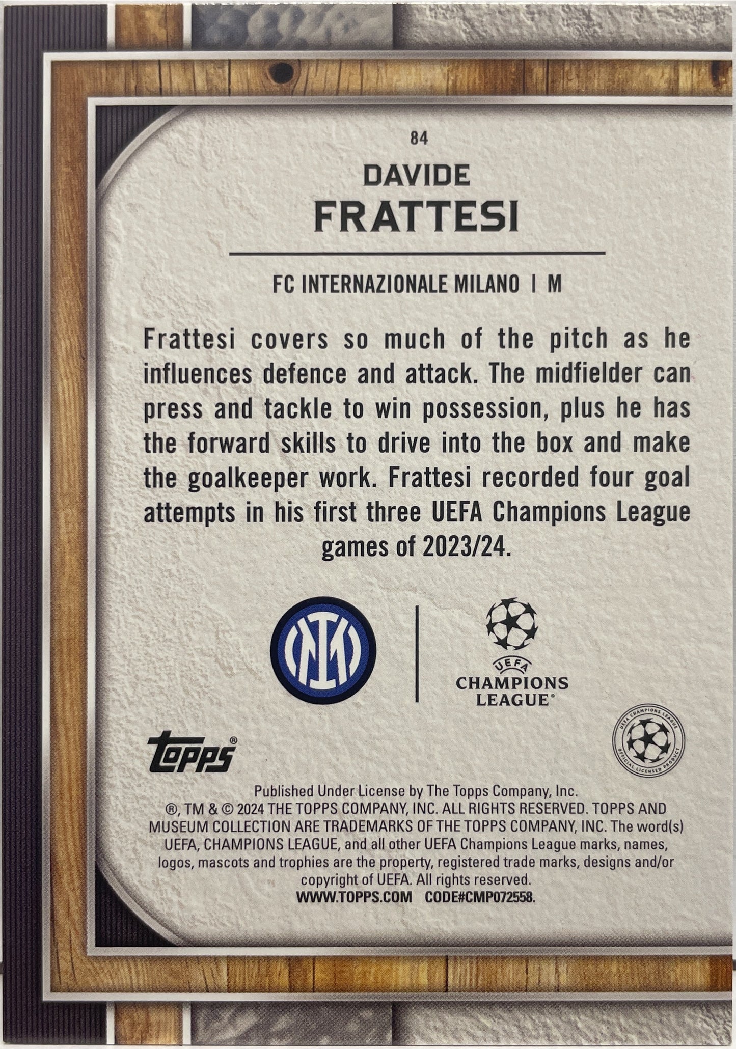 Davide Frattesi 24/25 Red Topps Museum 2023/24