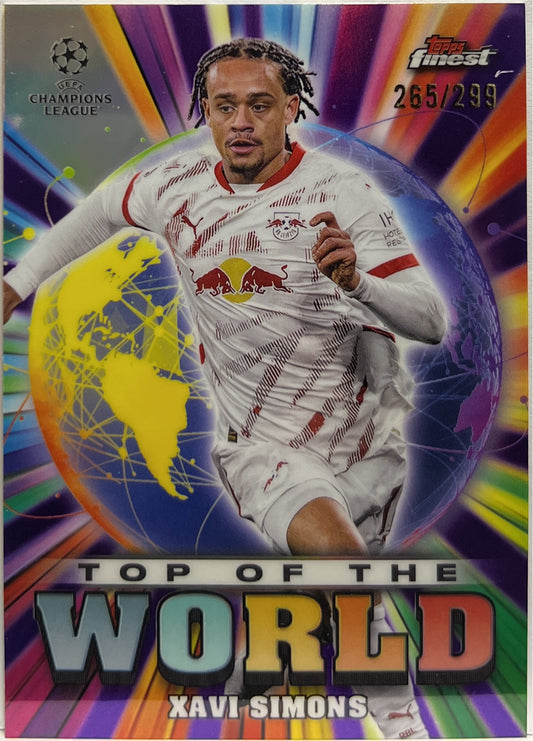 Xavi Simons 265/299 Top of The World Purple Topps Finest UCC 2024/25