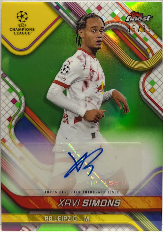 Xavi Simons 85/99 Autograph Neon Green Topps Finest UCC 2024/25