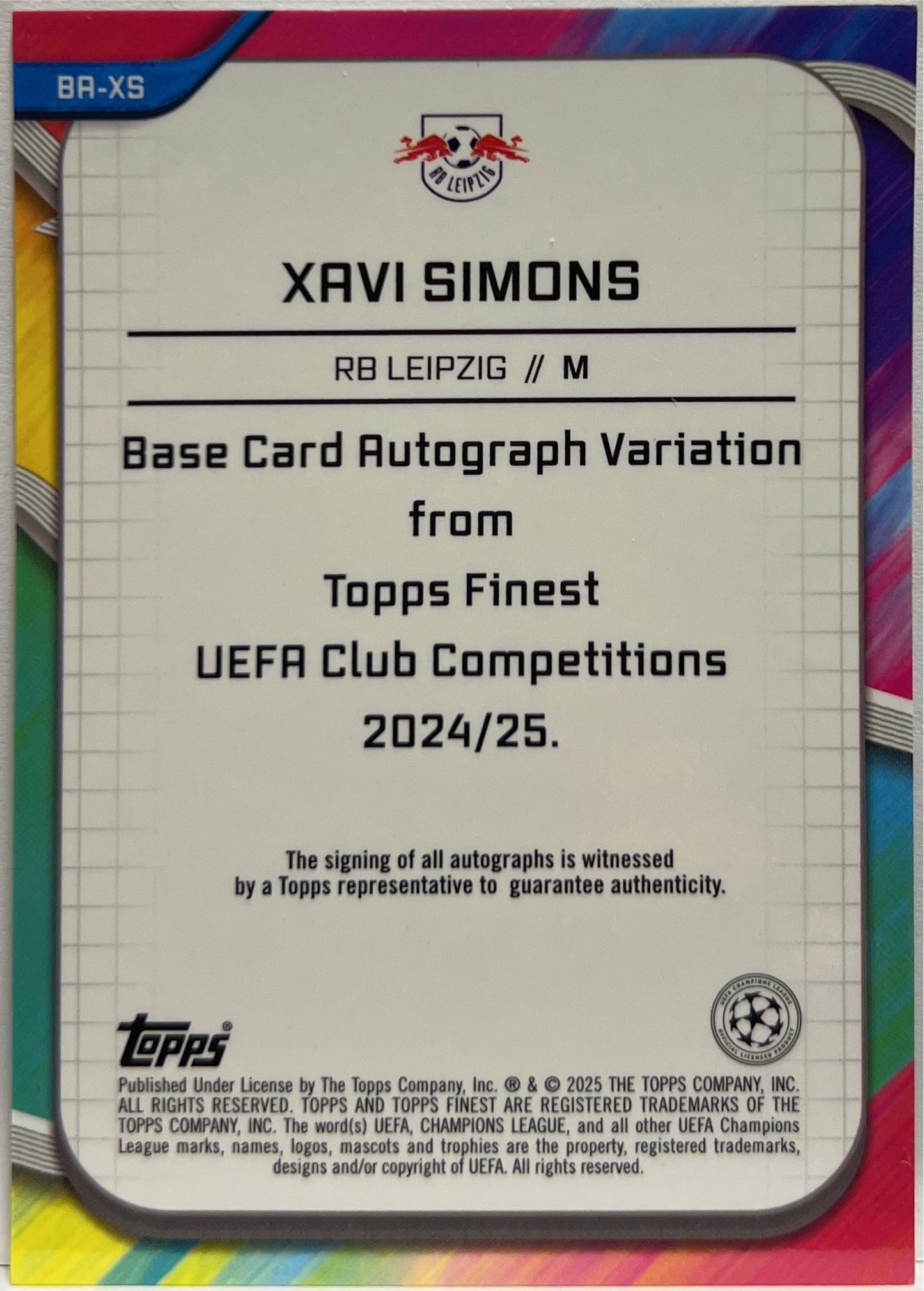 Xavi Simons 85/99 Autograph Neon Green Topps Finest UCC 2024/25