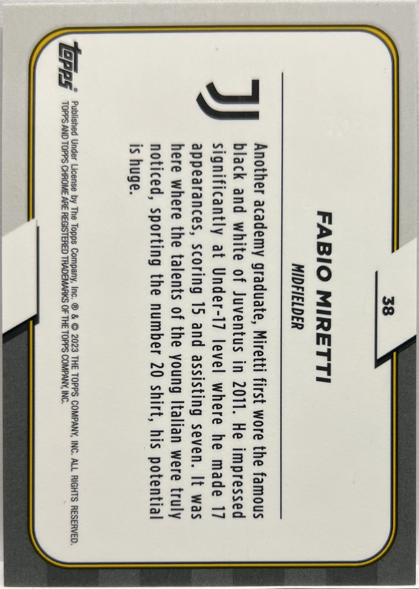 Fabio Miretti 15/25 Orange Topps Chrome Juventus 2022/23