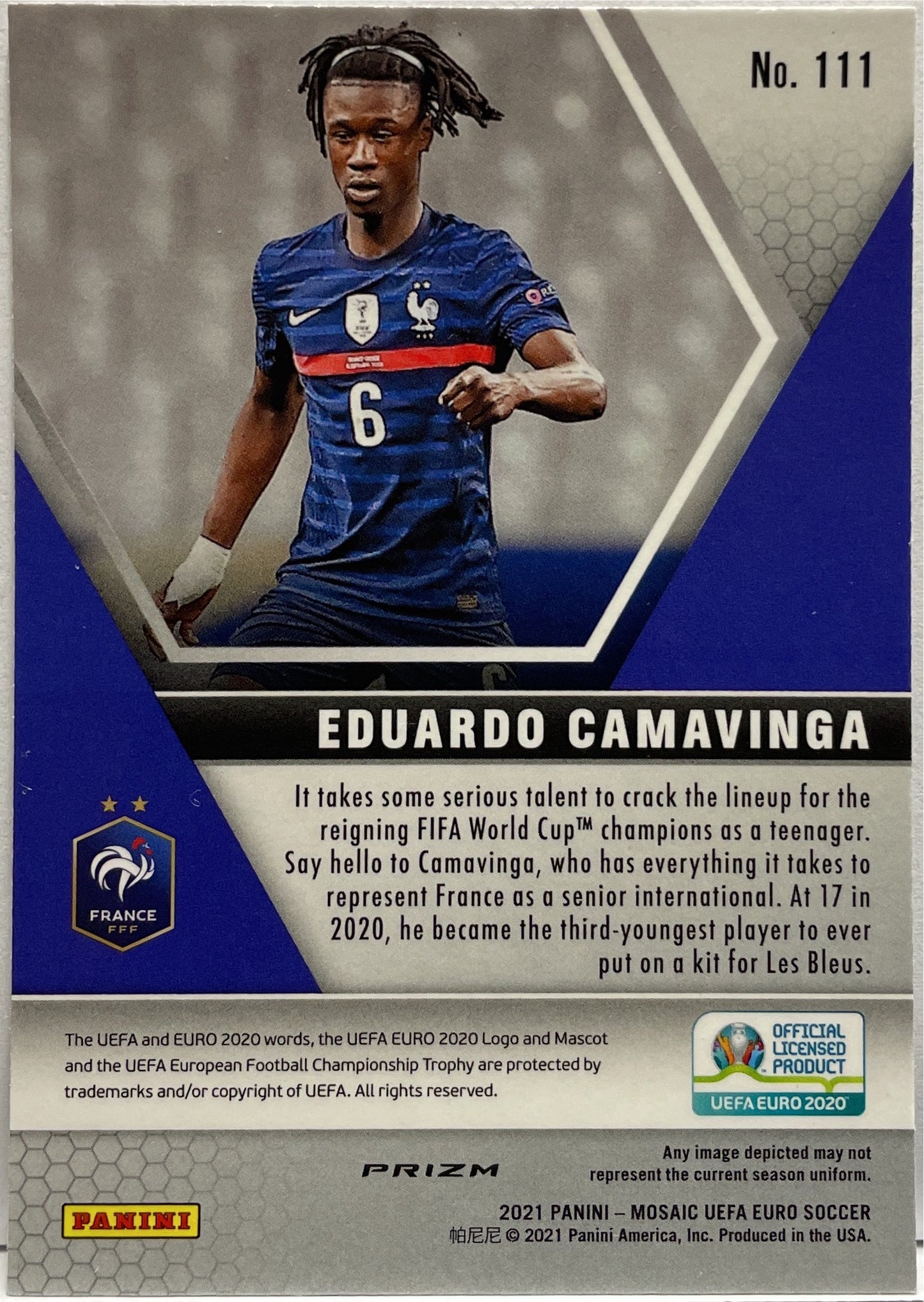 Eduardo Camavinga Rookie Silver Panini Mosaic Uefa Euro 2020