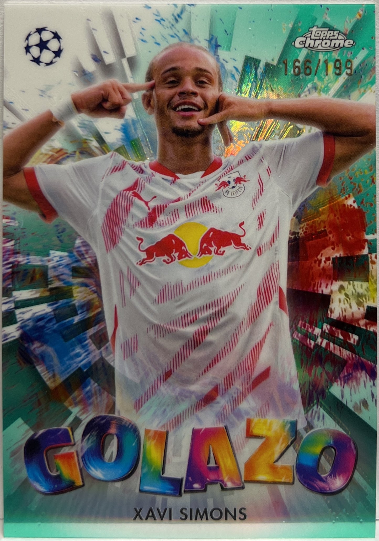 Xavi Simons 166/199 Golazo Aqua Topps Chrome UCC 2024/25