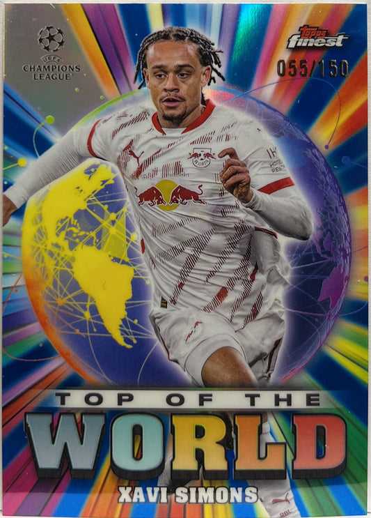 Xavi Simons 55/150 Top of The World Blue Topps Finest UCC 2024/25