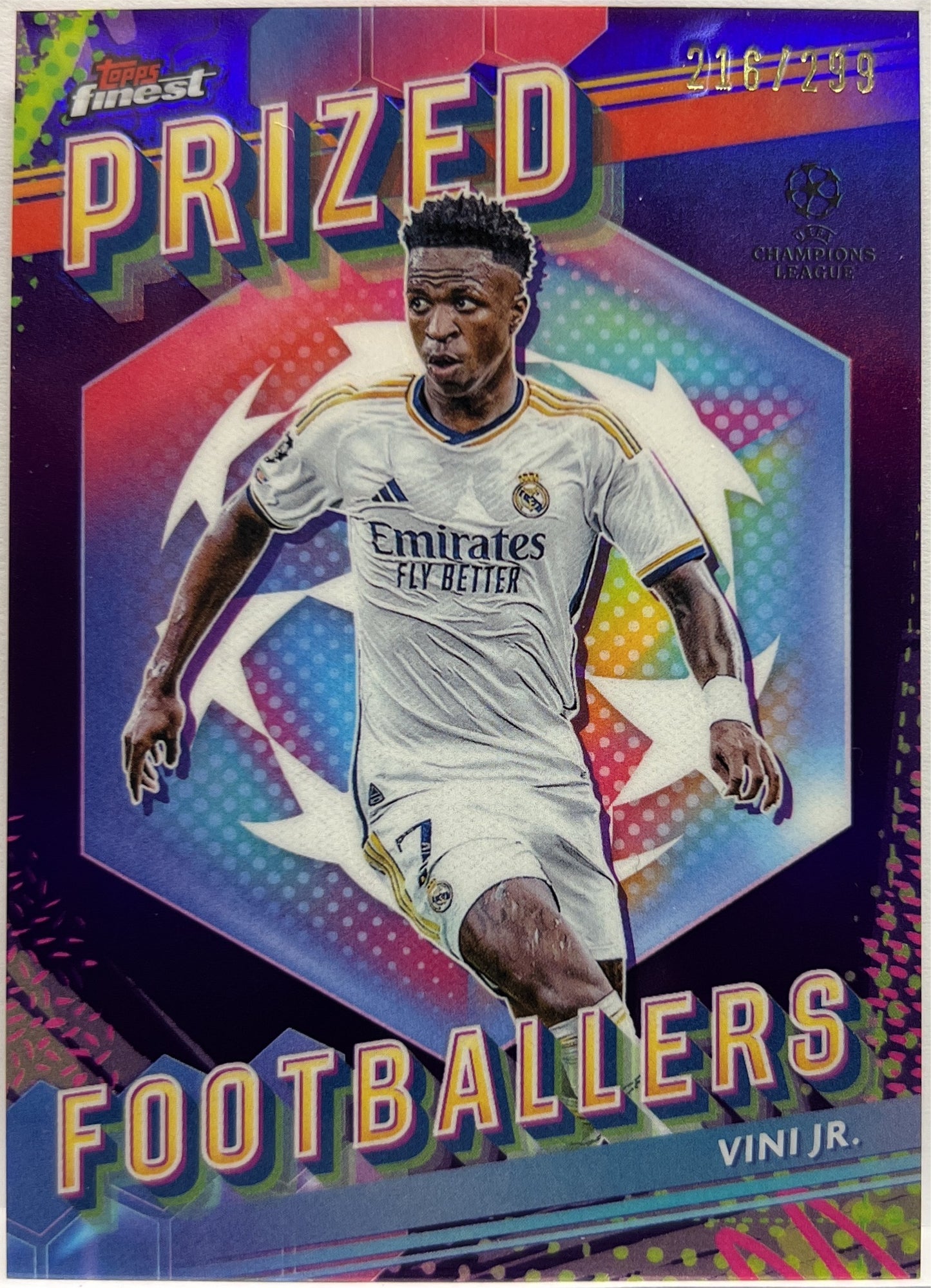 Vini Jr 216/299 Prized Footballers Purple Topps Finest UCC 2023/24