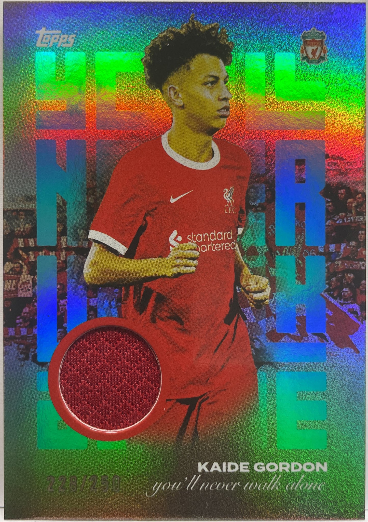 Kaide Gordon 228/250 You'll Never Walk Alone Patch Topps Liverpool Team Set 2022/23