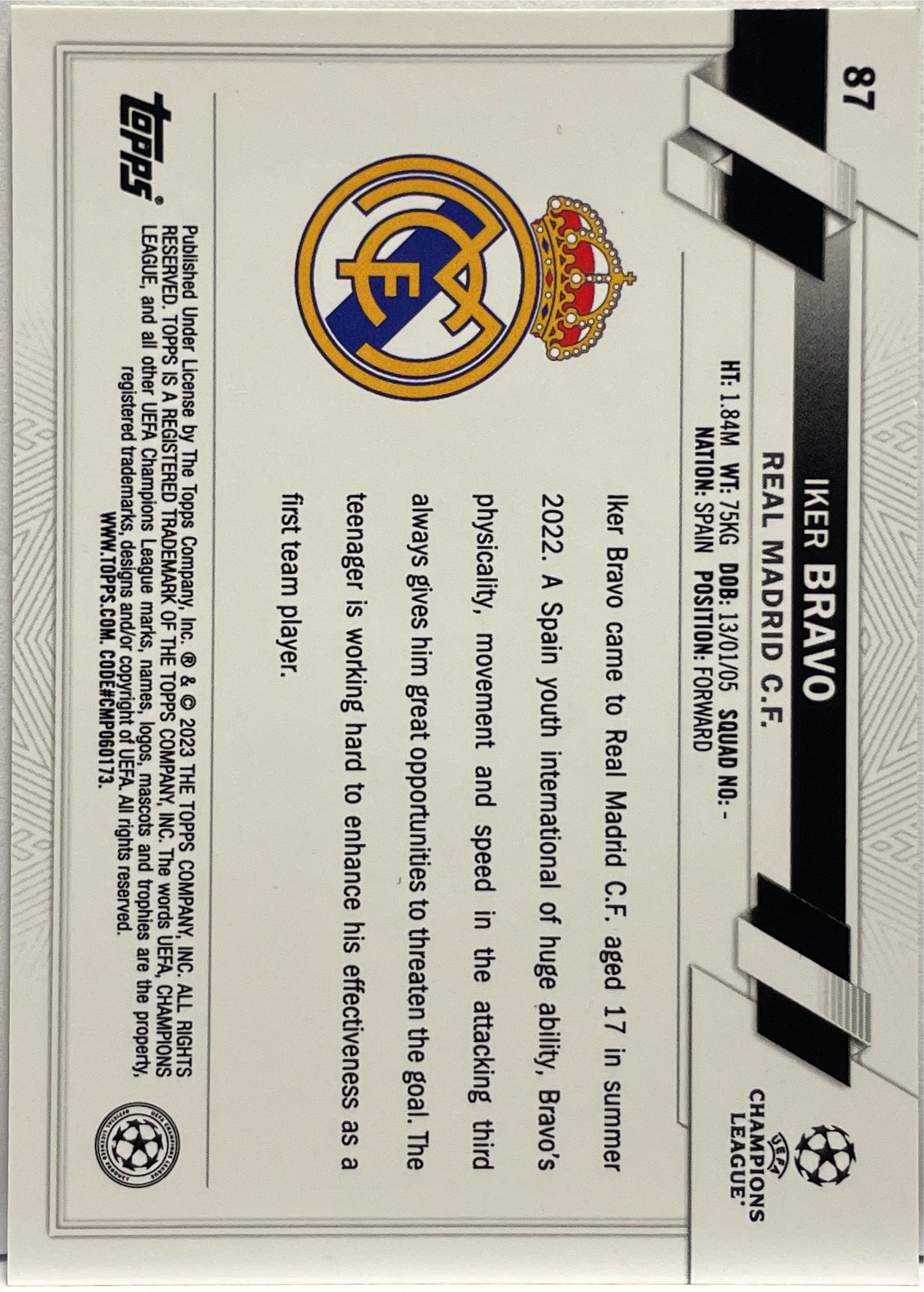 Iker Bravo Future Stars Blue Lava Topps Chrome UCC 2022/23