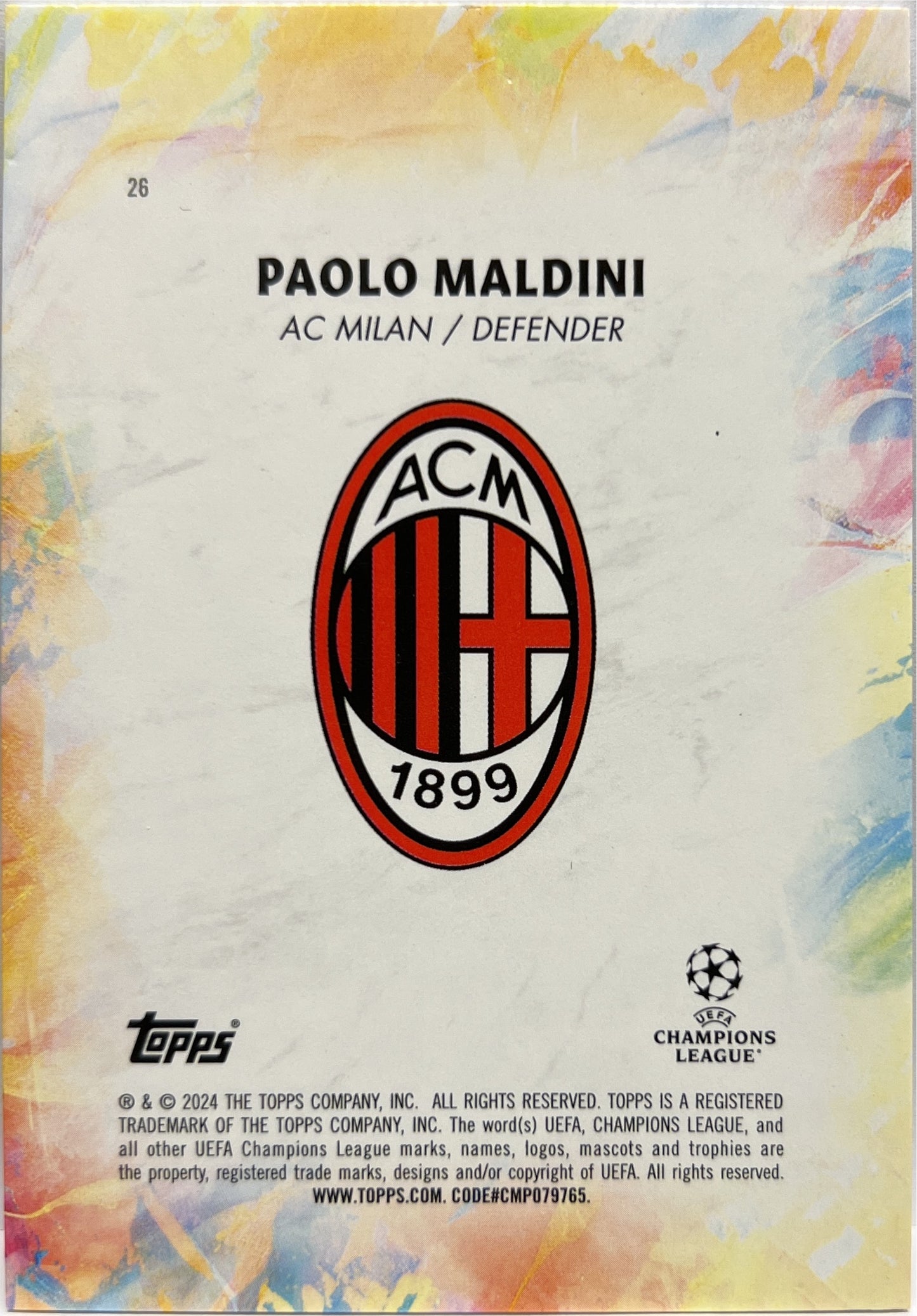 Paolo Maldini 34/75 Legacy Topps Inception 2023/24