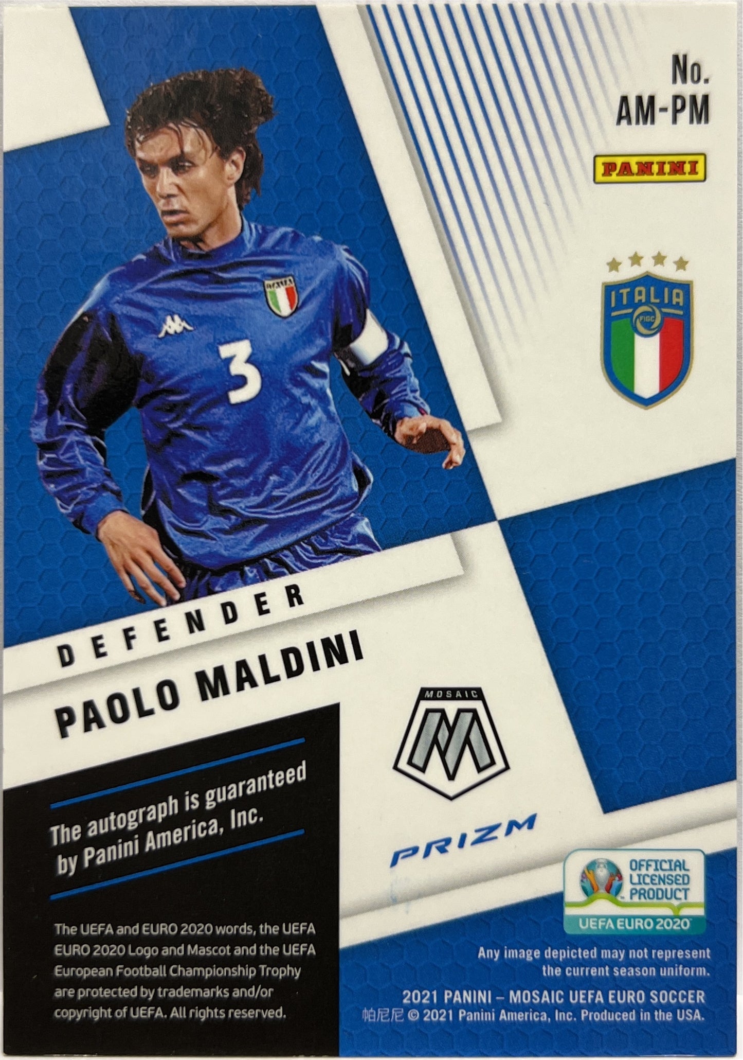 Paolo Maldini Autograph Red Mosaic Uefa Euro 2020