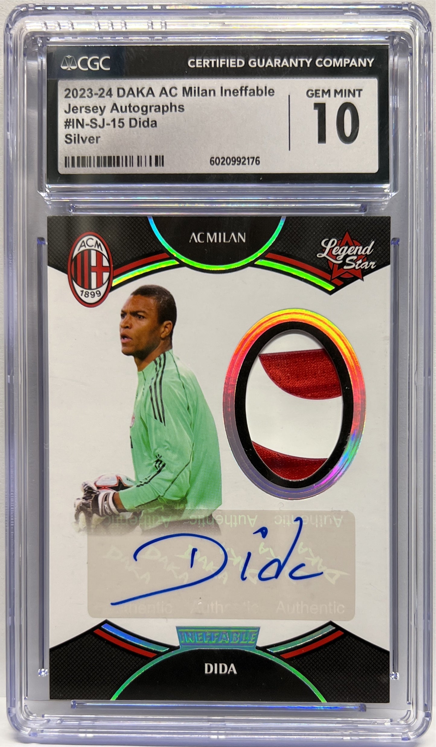 Dida 12/29 Patch Autograph Jersey Ineffable Silver Daka Milan One & Two 2023/24 CGC 10