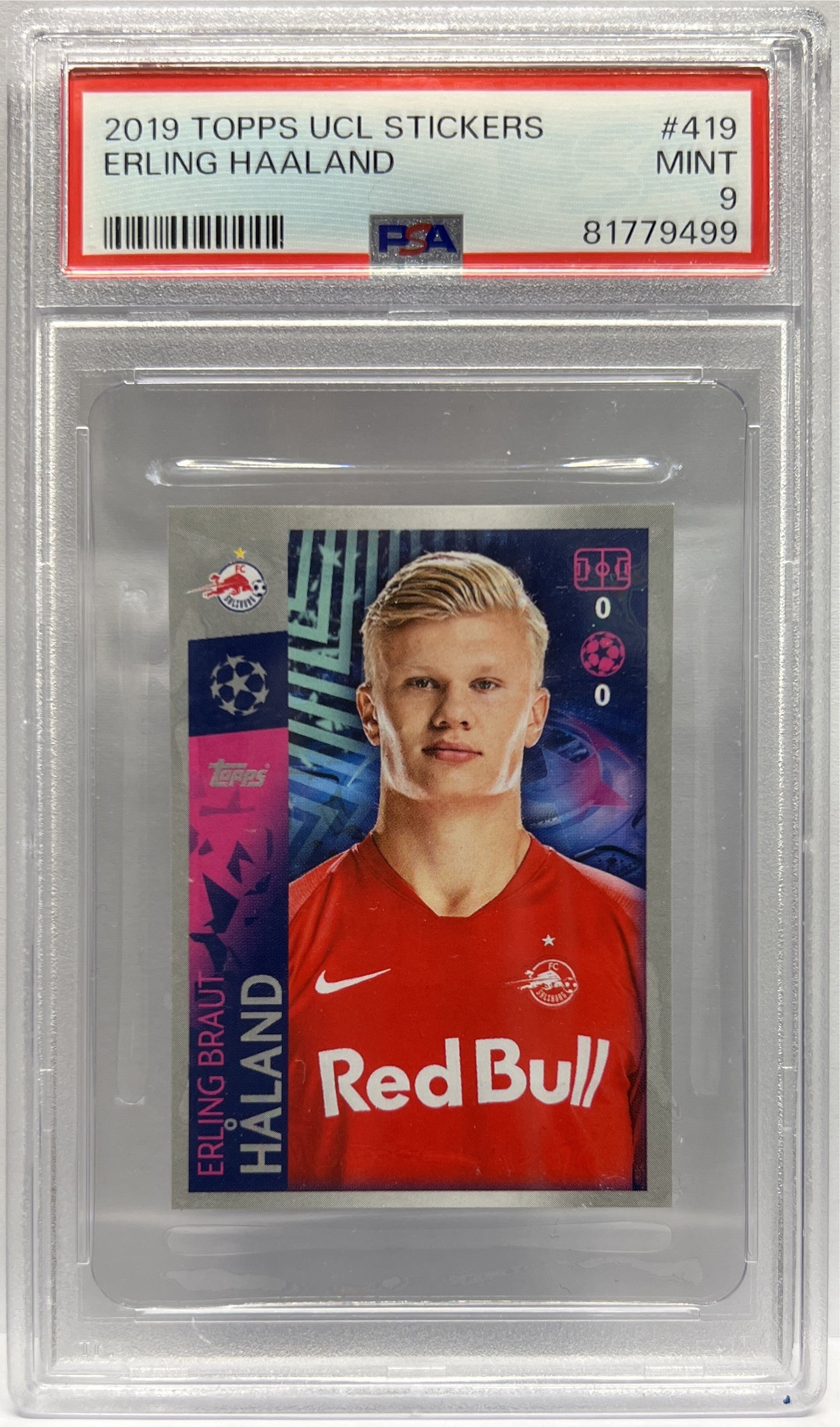 PSA 9 Erling Haaland Topps UCL Stickers 2019/20 81779499