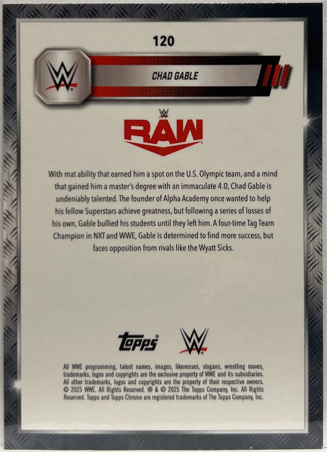 Chad Gable 89/199 Aqa Shimmer Topps Chrome WWE 2025