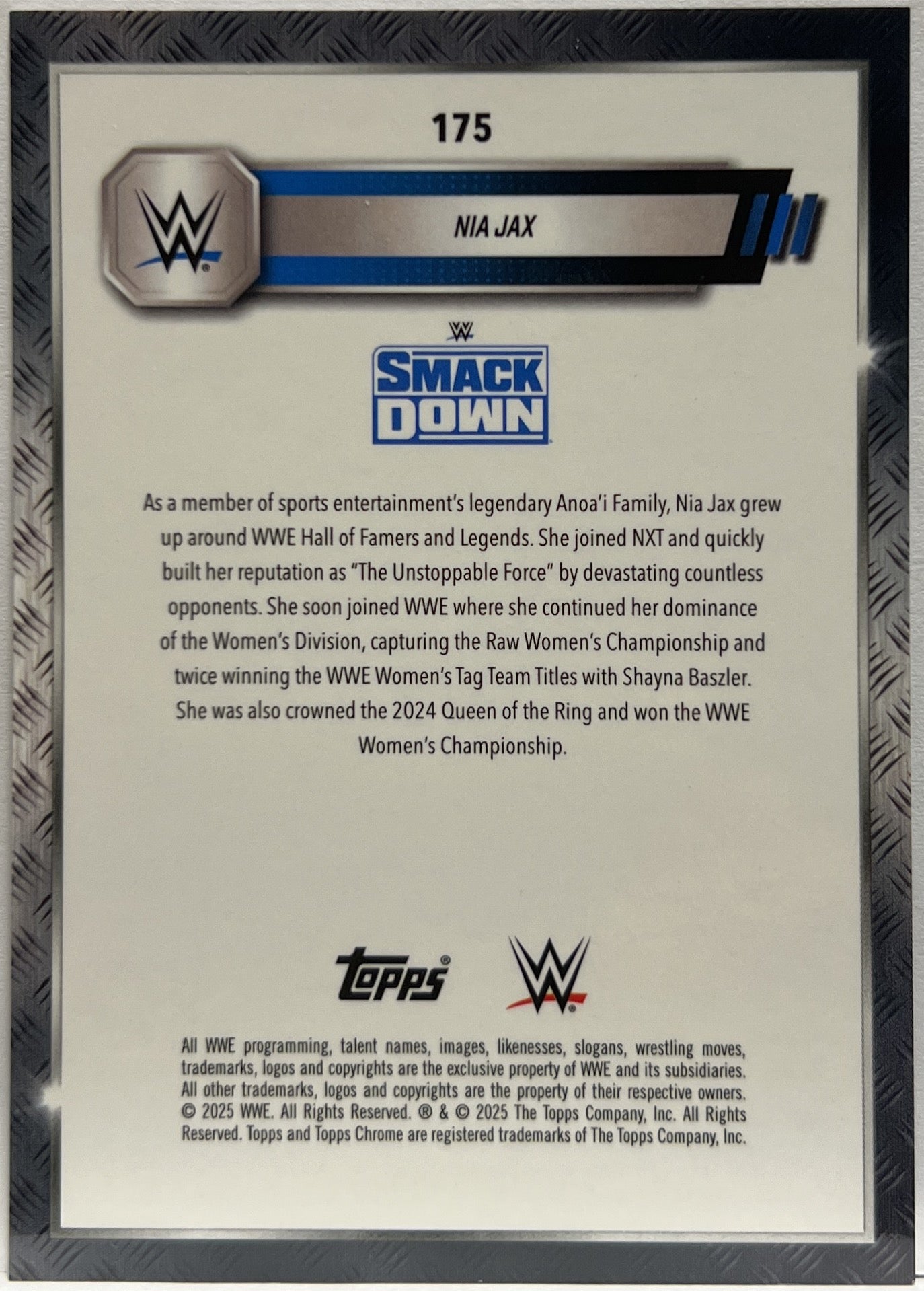 Nia Jax 36/37 Steel Cage Refractor Topps Chrome WWE 2025