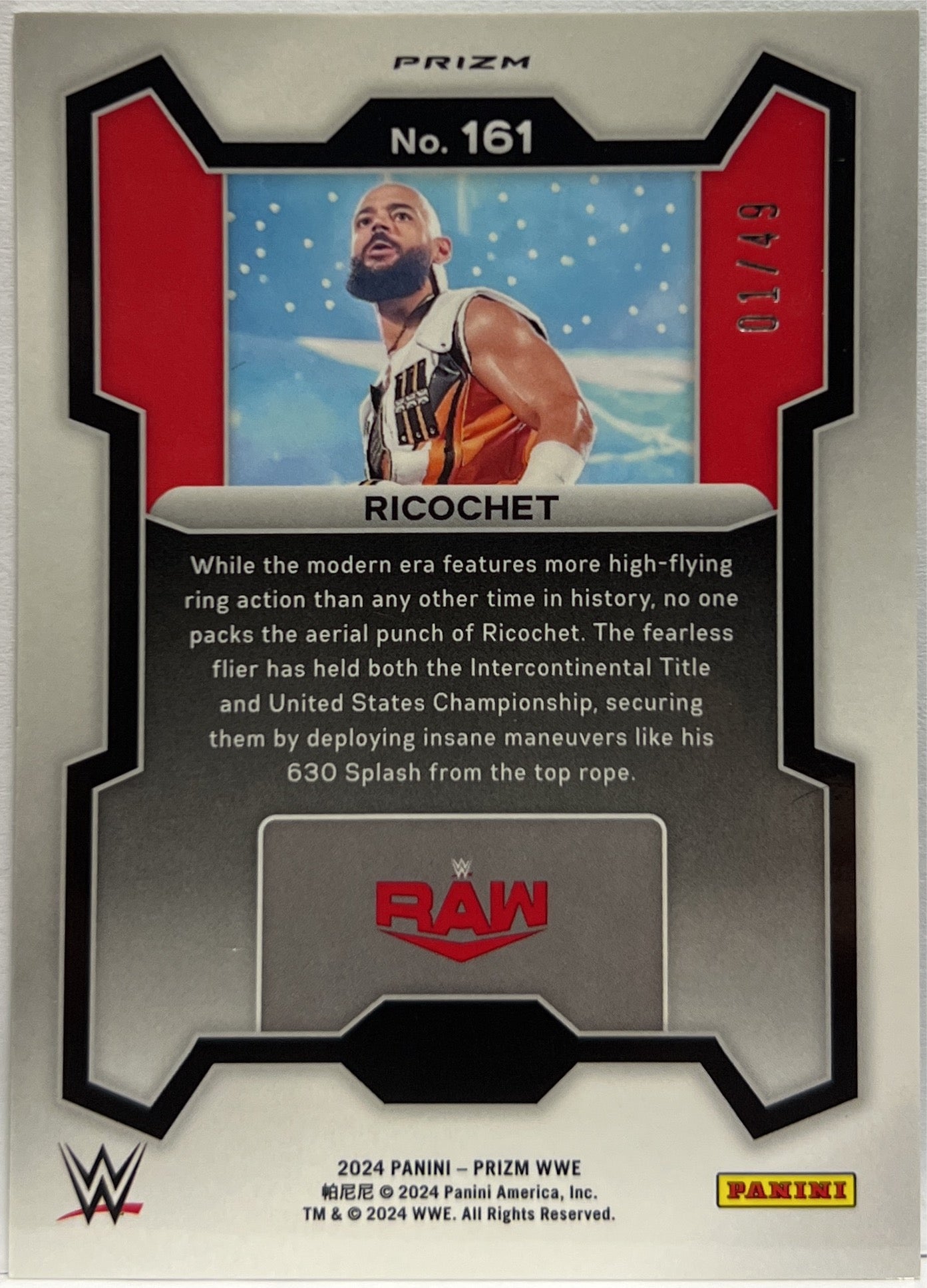 Ricochet 1/49 Teal Panini Prizm WWE 2024