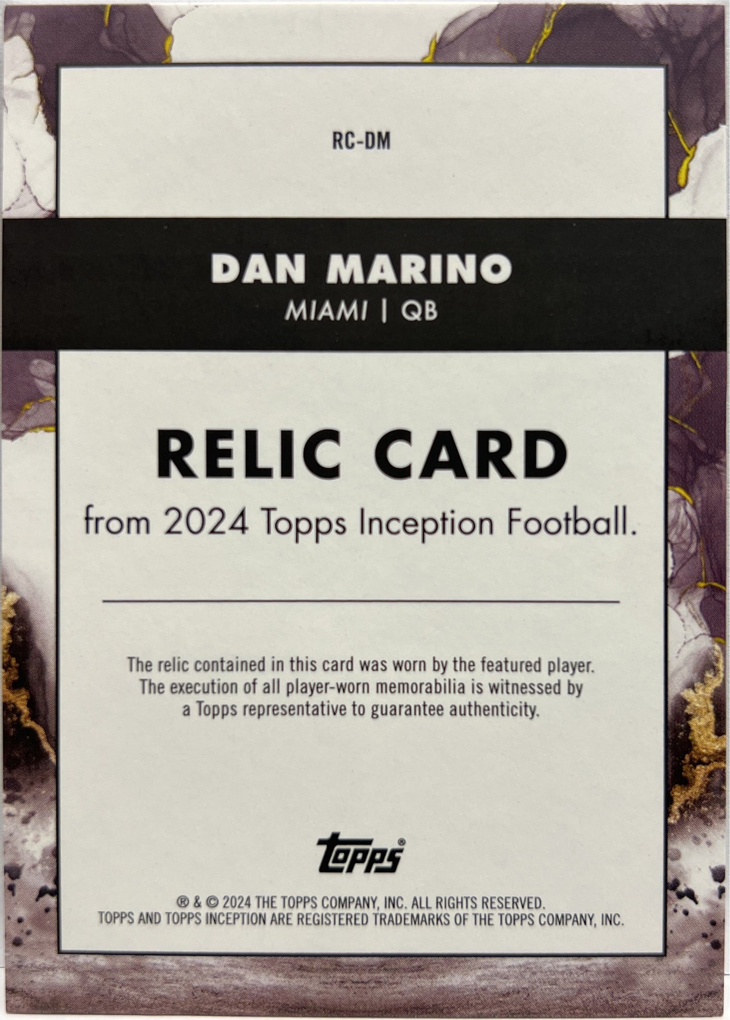 Dan Marino 47/99 Patch Magenta Topps Inception Football NFL 2024