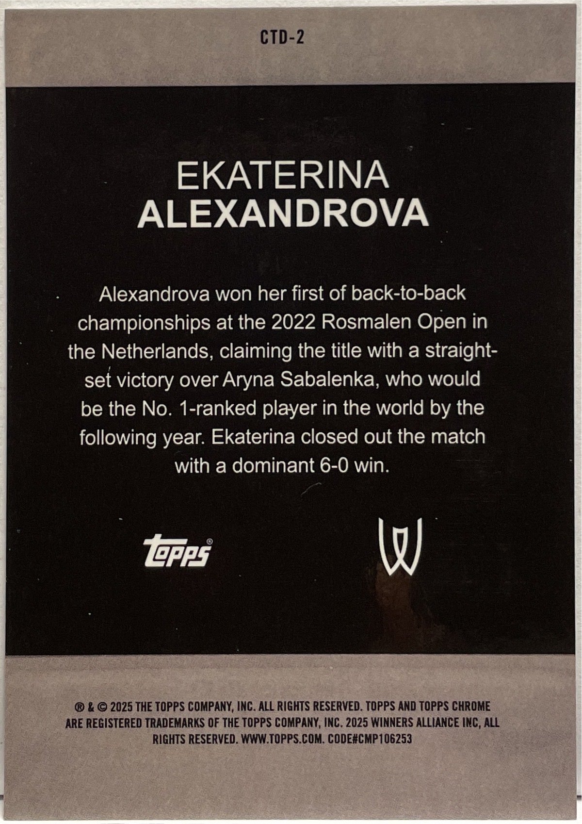 Ekaterina Alexandrova 2/5 Captured Red Topps Chrome Tennis 2025