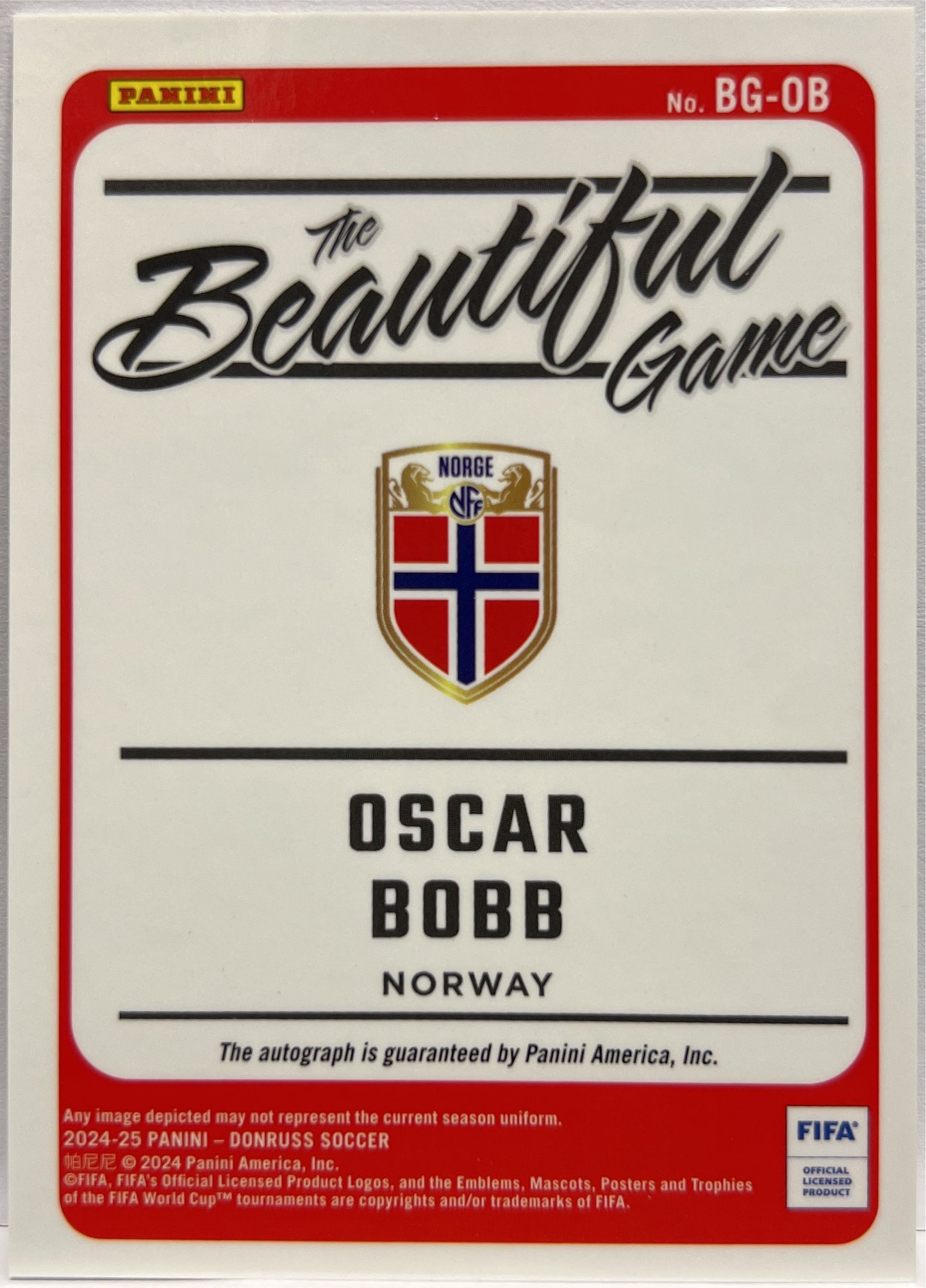 Oscar Bobb Autograph The Beautiful Game Donruss Fifa 2024/25