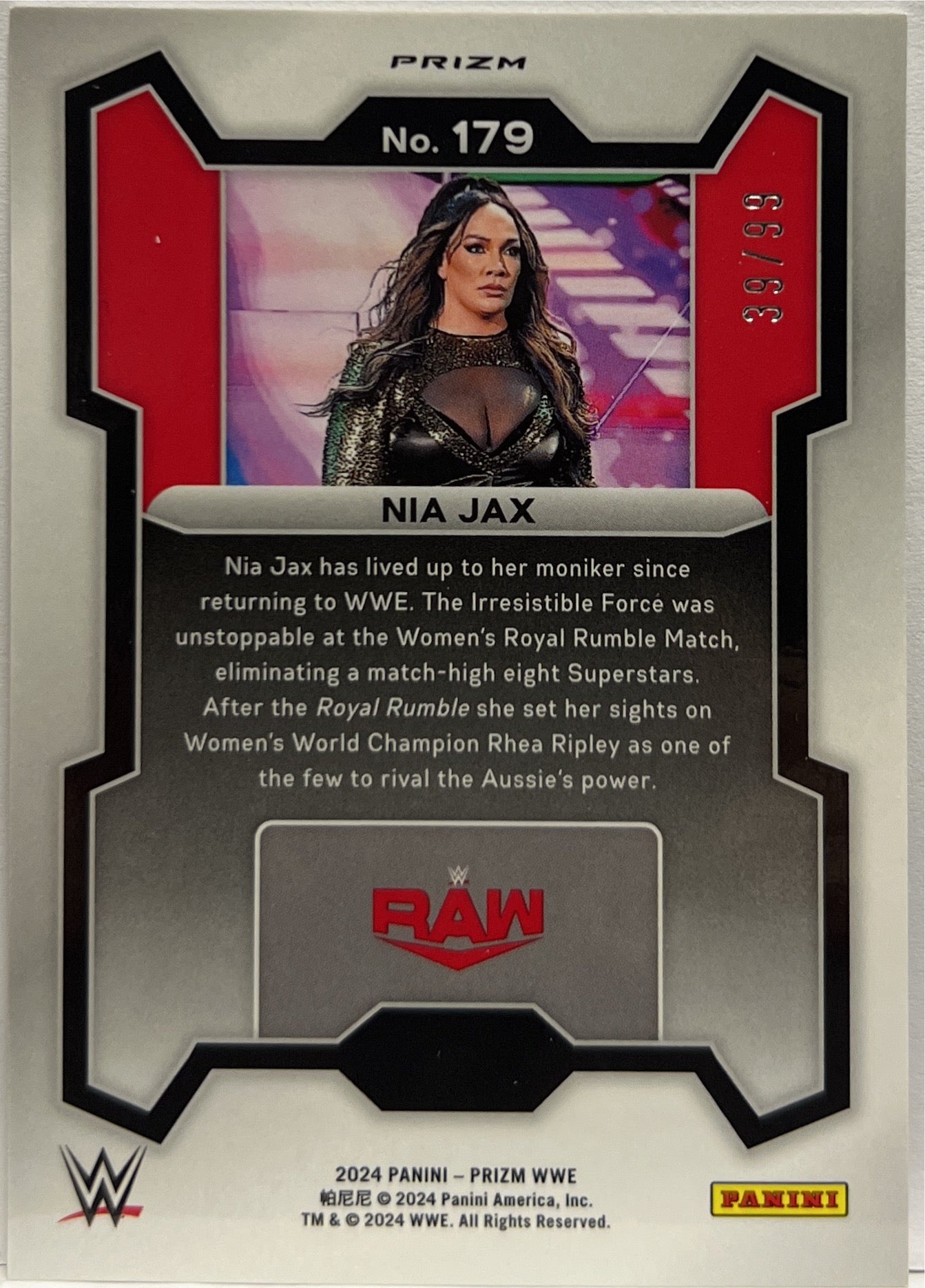 Nia Jax 39/99 Orange Panini Prizm WWE 2024