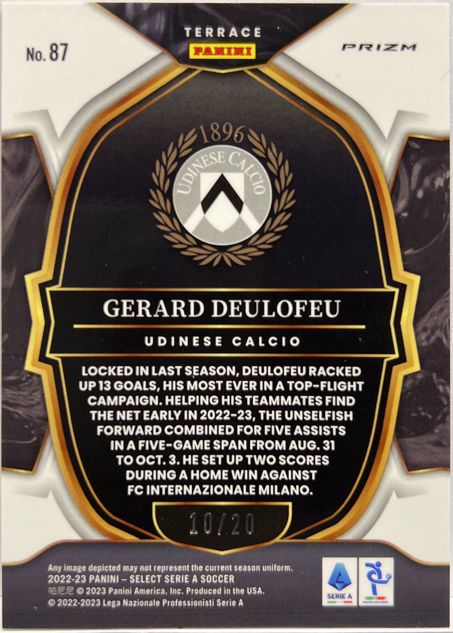 Gerard Deulofeu 10/20 Terrace Zebra Select Serie A 2022/23