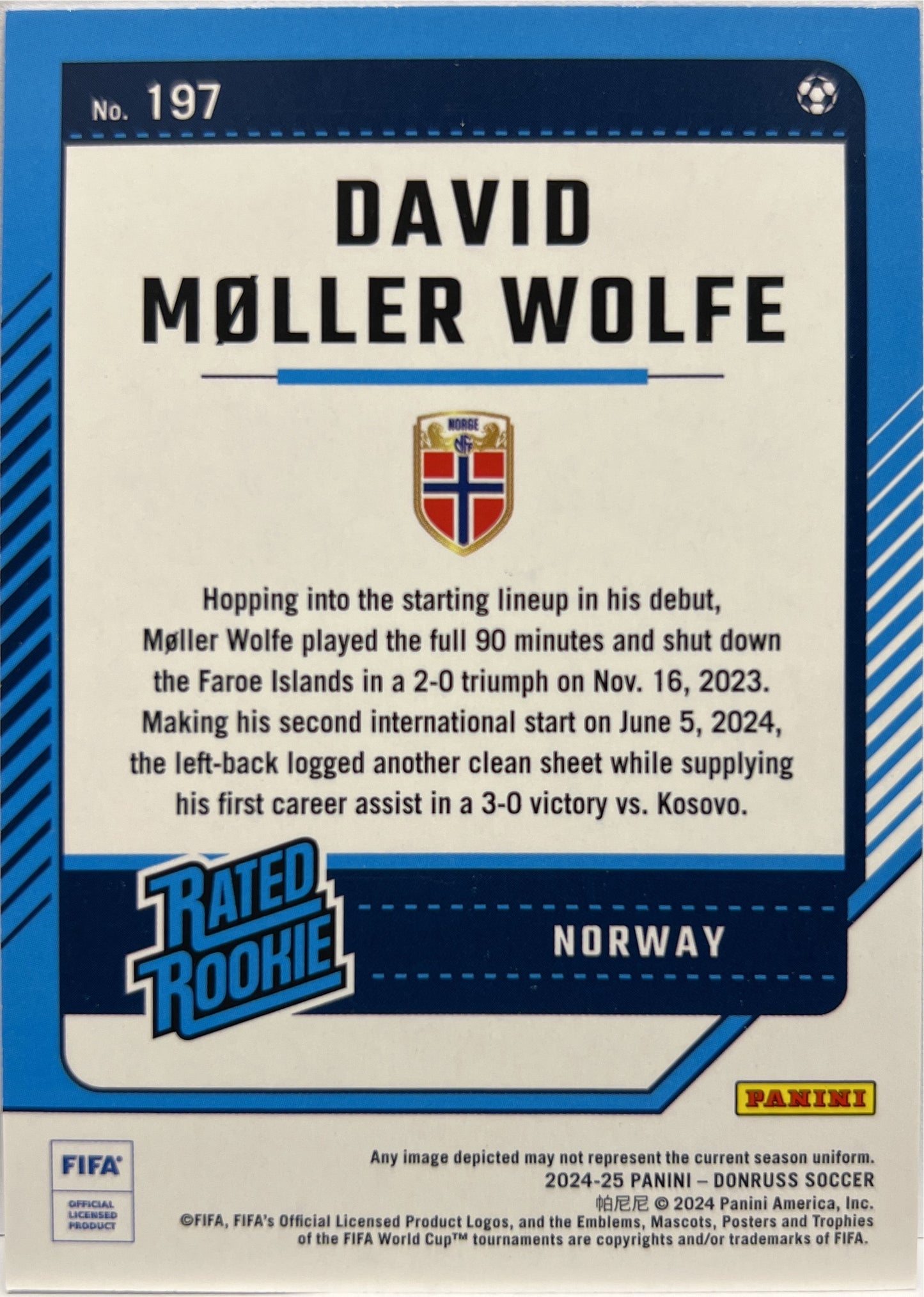David Moller Wolfe 141/199 Rated Rookie Teal Donruss Fifa 2024/25