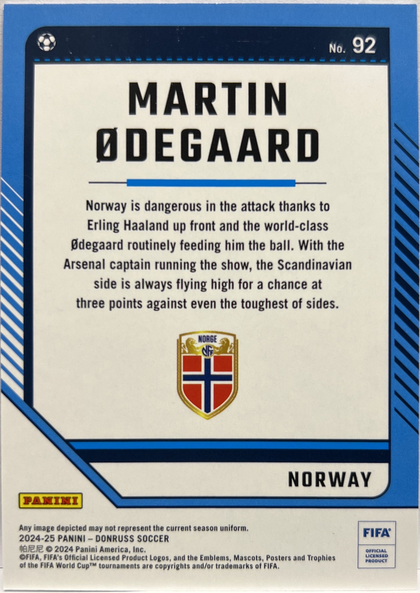 Martin Odegaard 95/199 Teal Donruss Fifa 2024/25