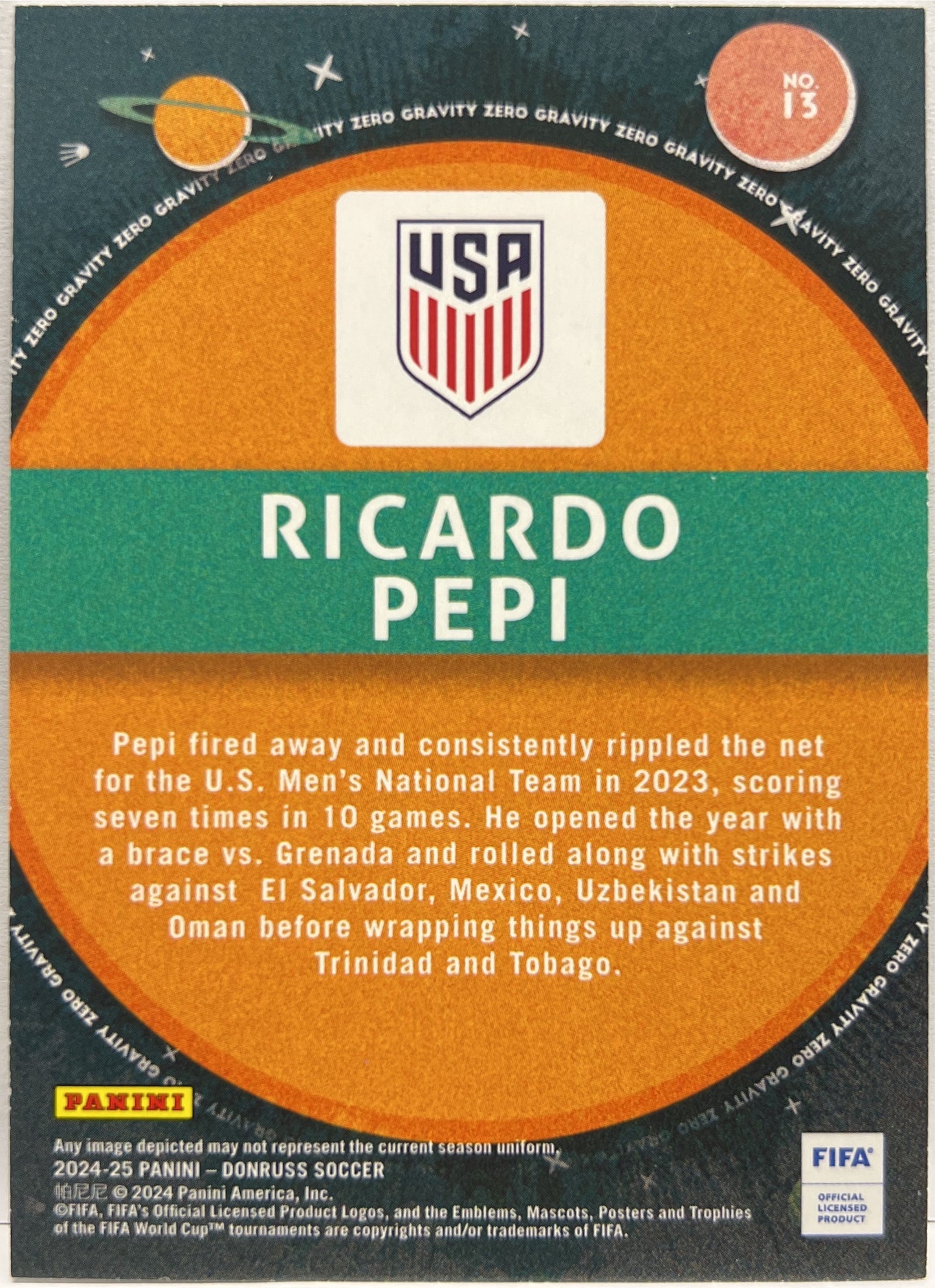 Ricardo Pepi 10/10 Zero Gravity Gold Donruss Fifa 2024/25