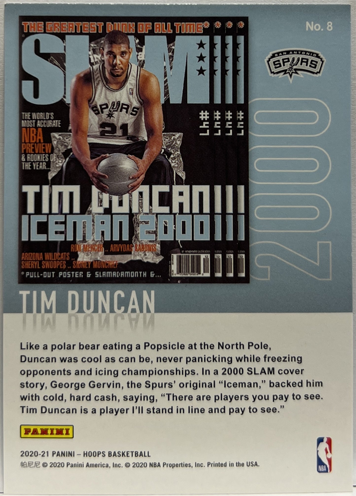 Tim Duncan Iceman 2000 Hoops Basketball NBA 2020/21
