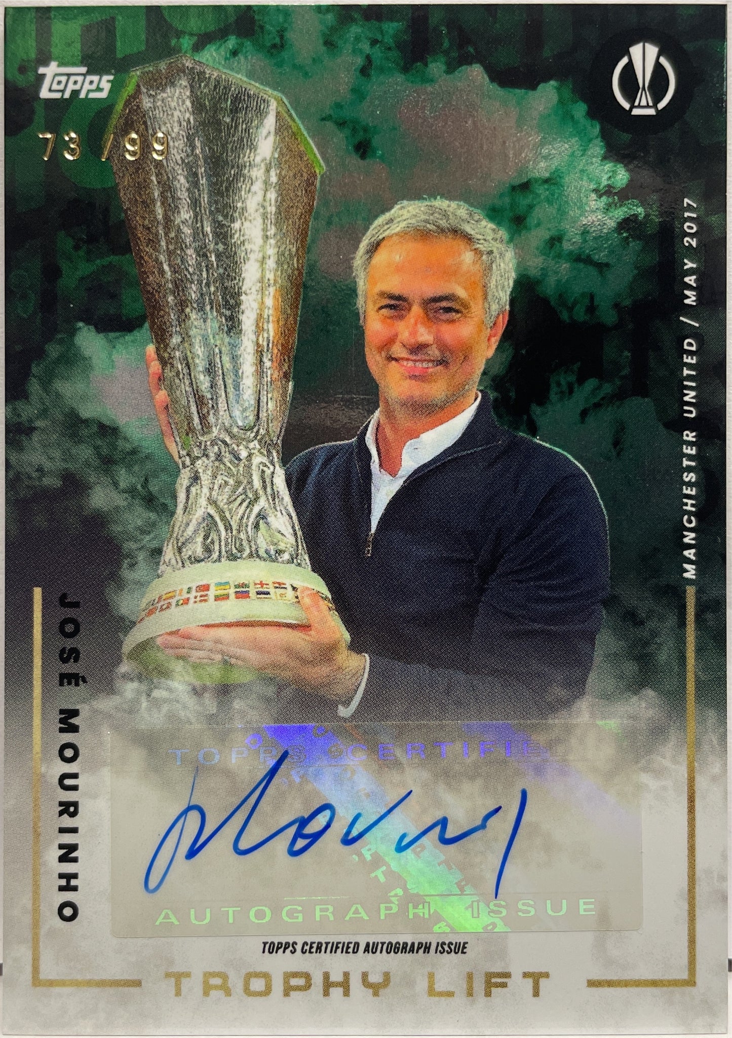 Jose Mourinho 73/99 Autograph Trophy Lift Topps Jose Mourinho Platinum Curated Set 2022
