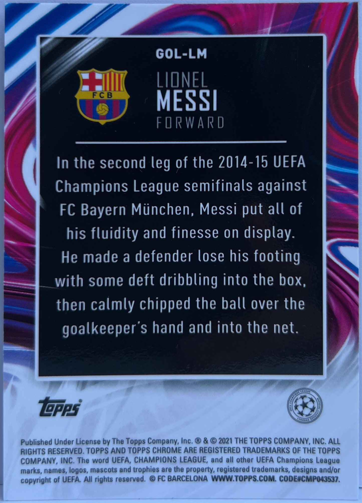 Lionel Messi Golazo Topps Chrome UCL 2020/21