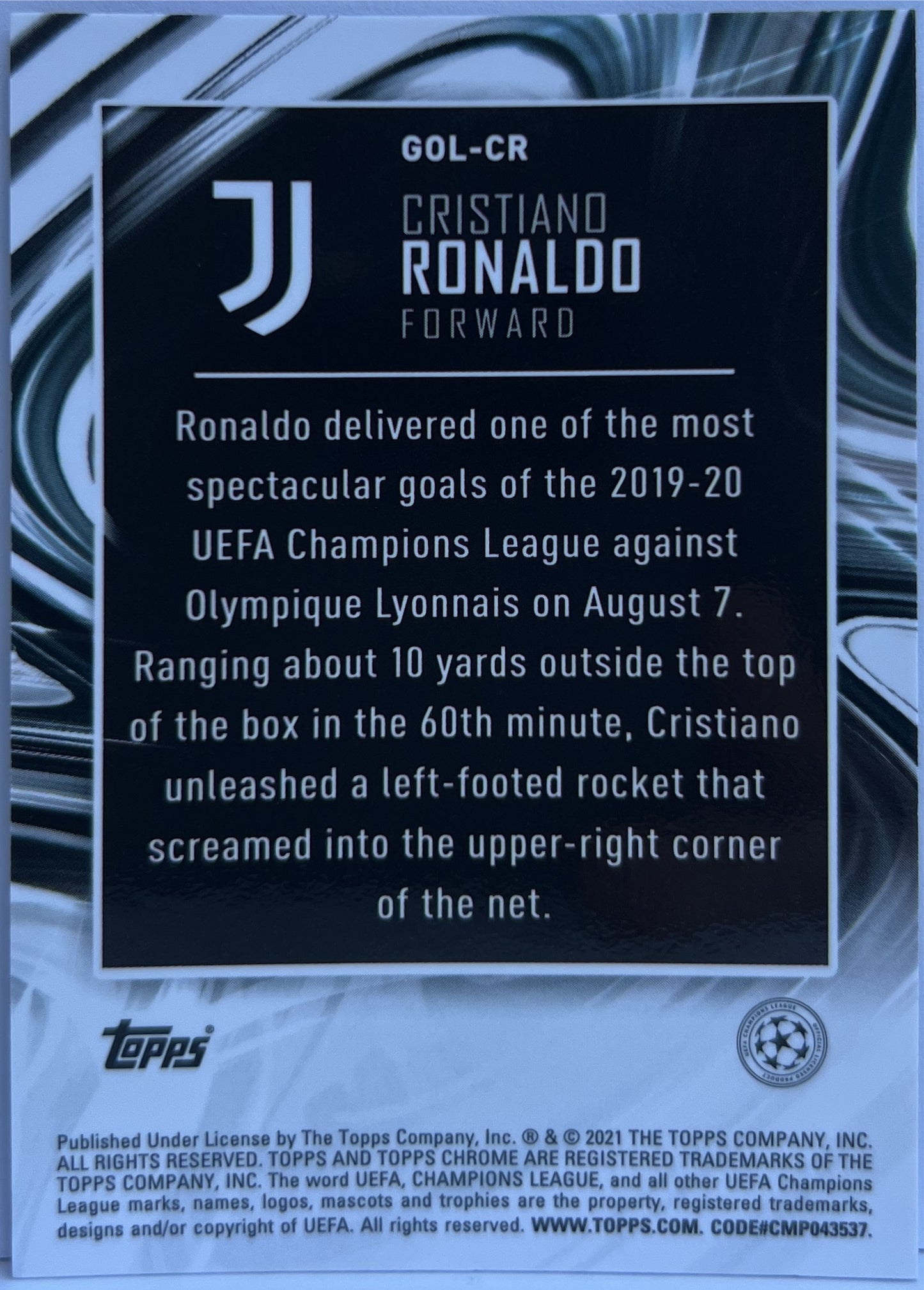 Cristiano Ronaldo Golazo Topps Chrome UCL 2020/21