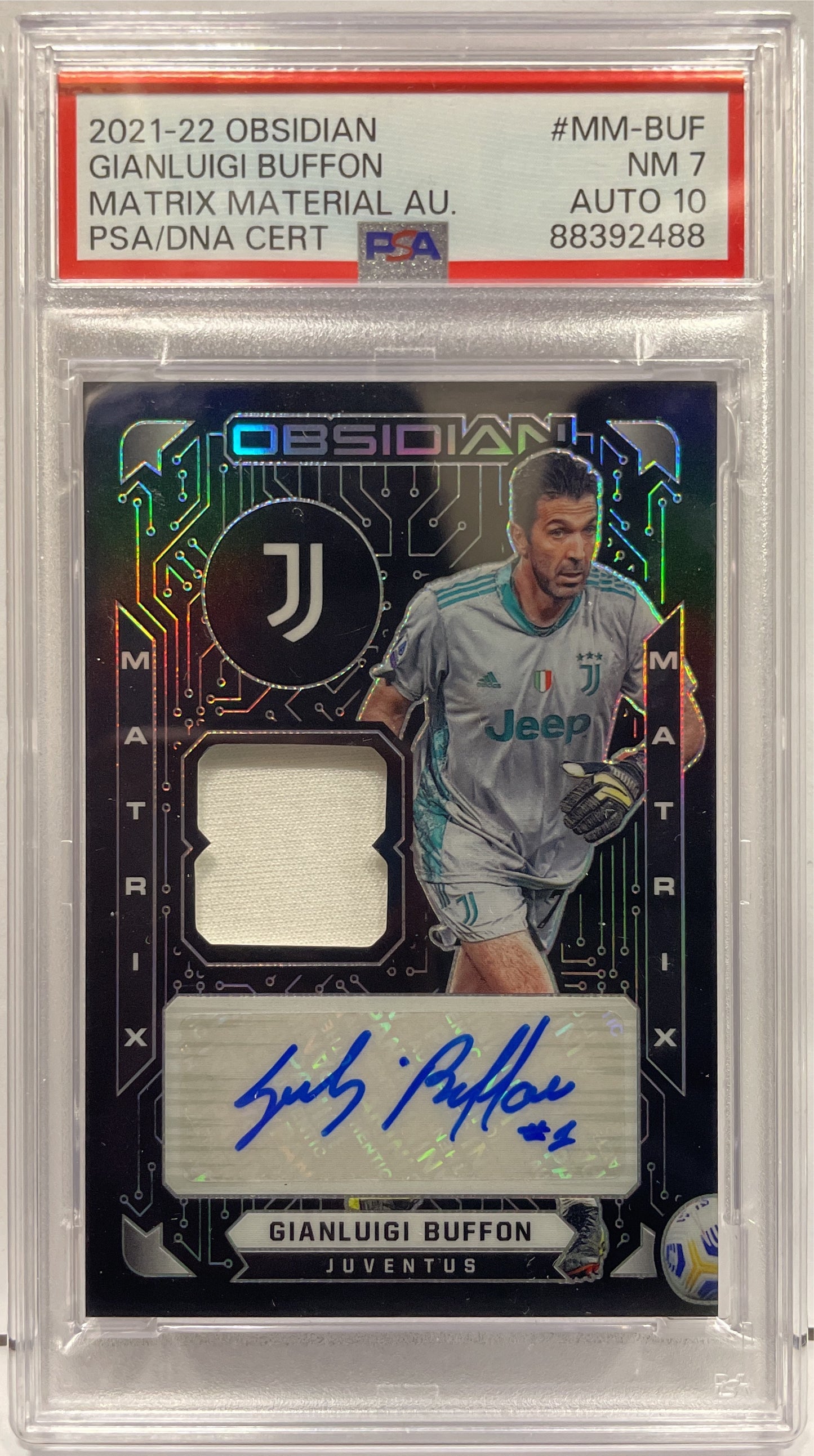 PSA 7 Gianluigi Buffon 49/50 Patch Autograph Matrix Material Obsidian 2021/22