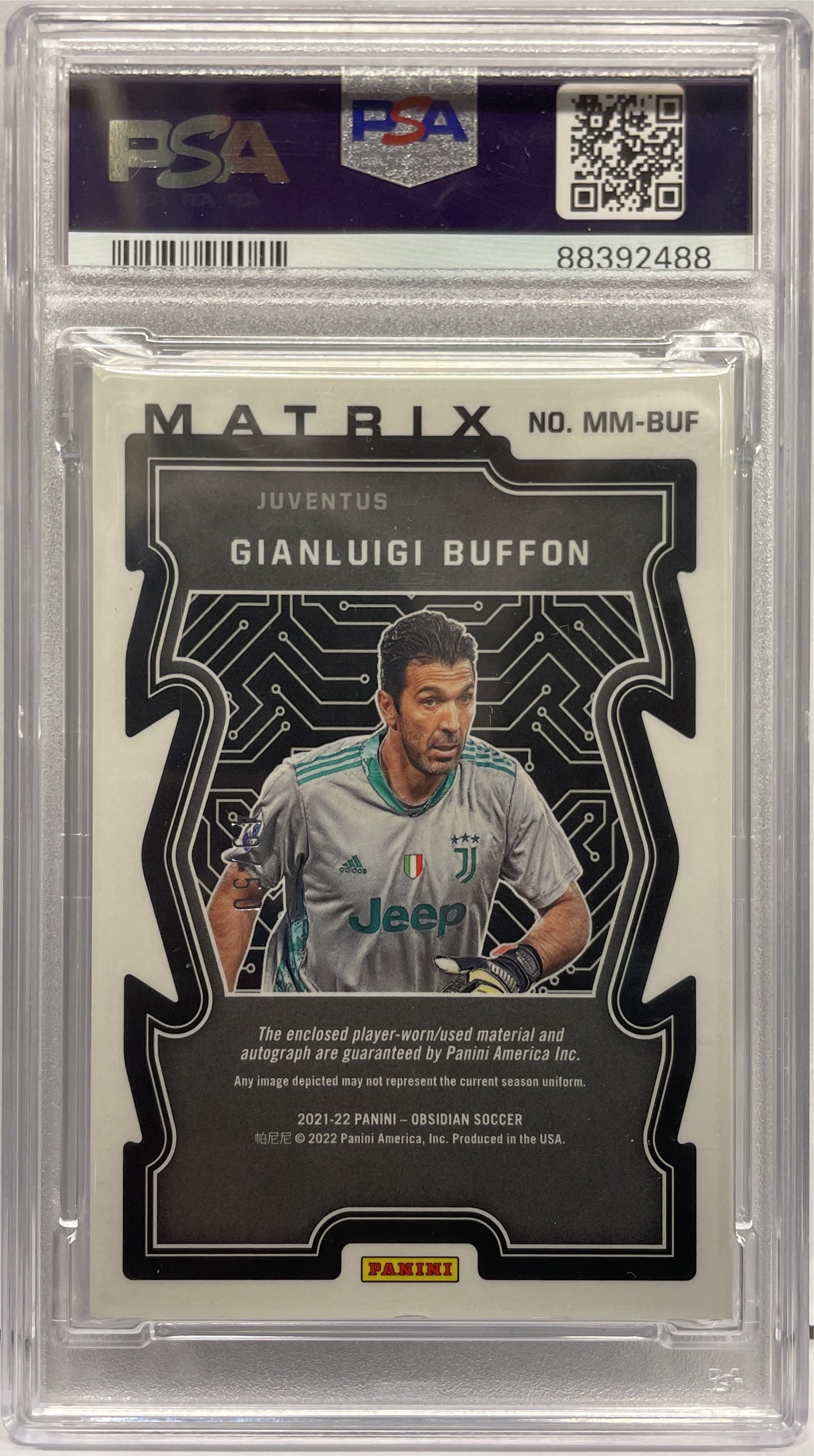 PSA 7 Gianluigi Buffon 49/50 Patch Autograph Matrix Material Obsidian 2021/22