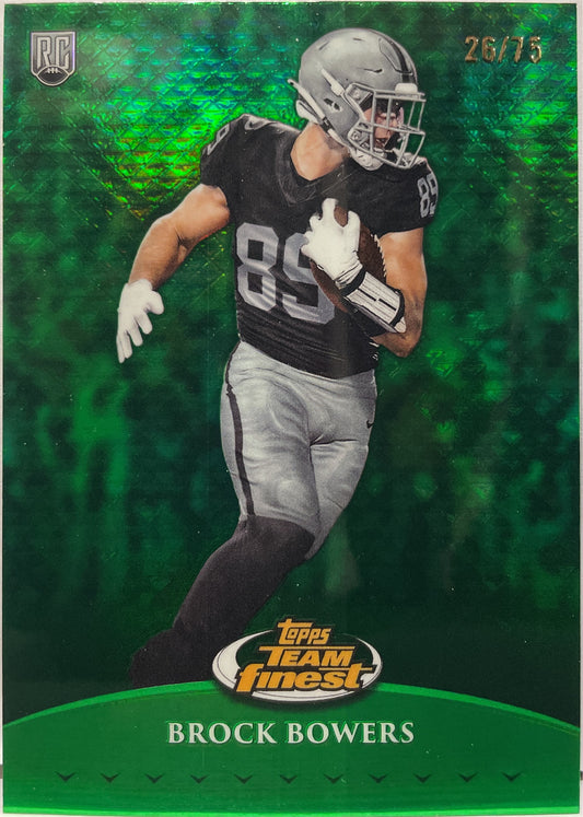 Brock Bowers 26/75 Rookie Green Topps Finest Football 2024