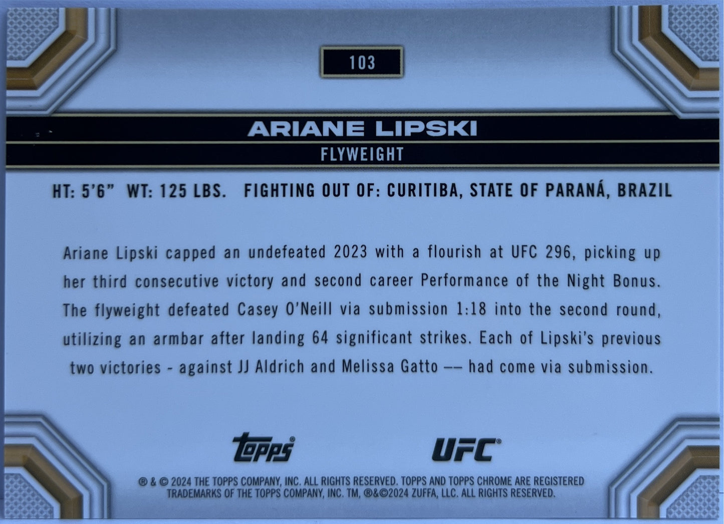 Ariane Lipski 254/299 Speckle Topps Chrome UFC 2025