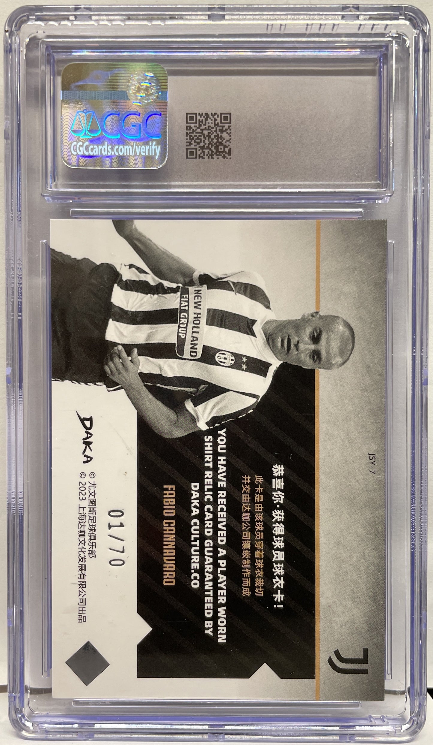 CGC 8.5 Fabio Cannavaro 1/70 Patch Jersey Limited Daka Juventus 2023/24