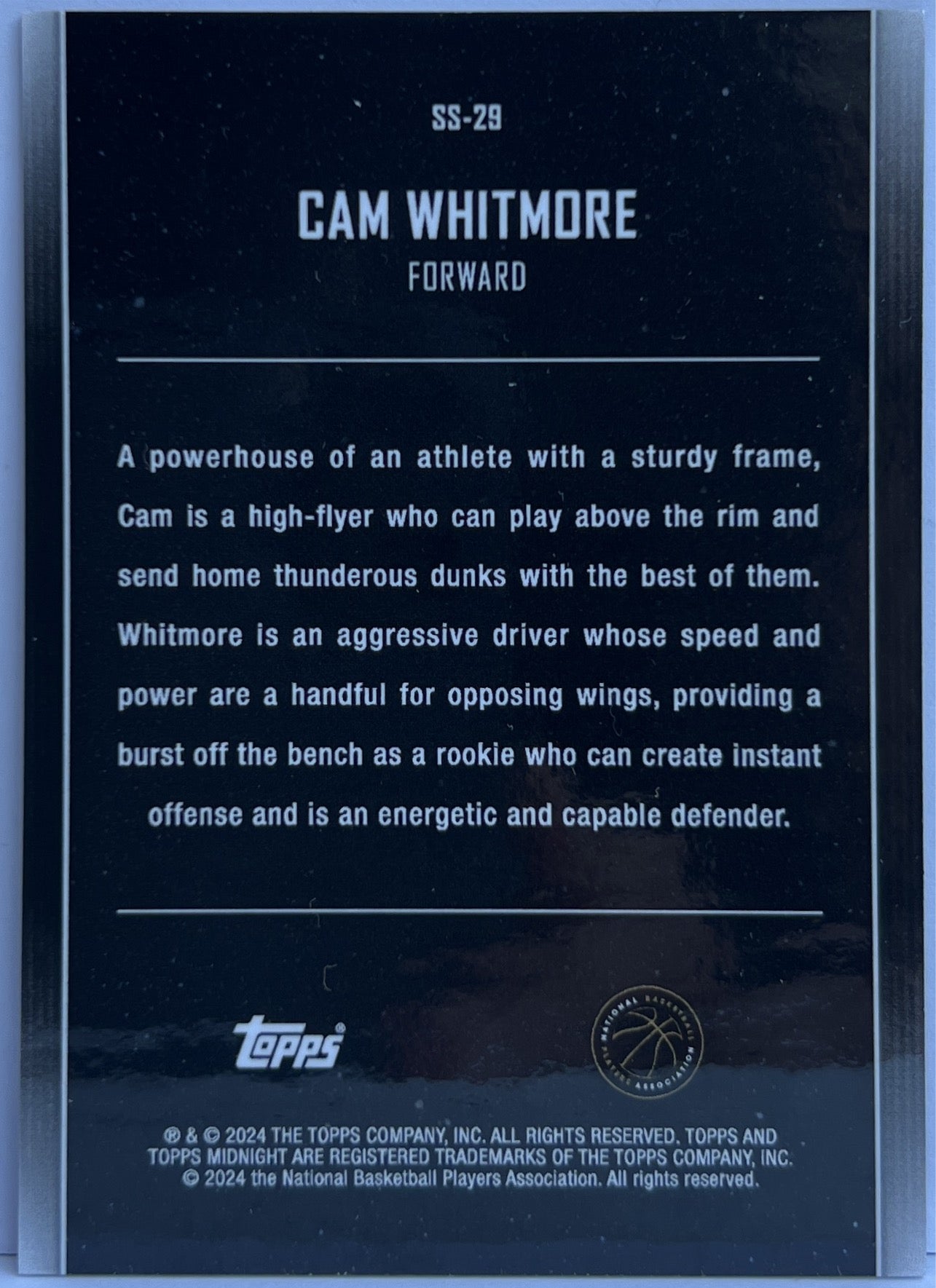 Cam Whitmore 58/75 Star Studded Topps Midnight Basketball NBA 2023/24