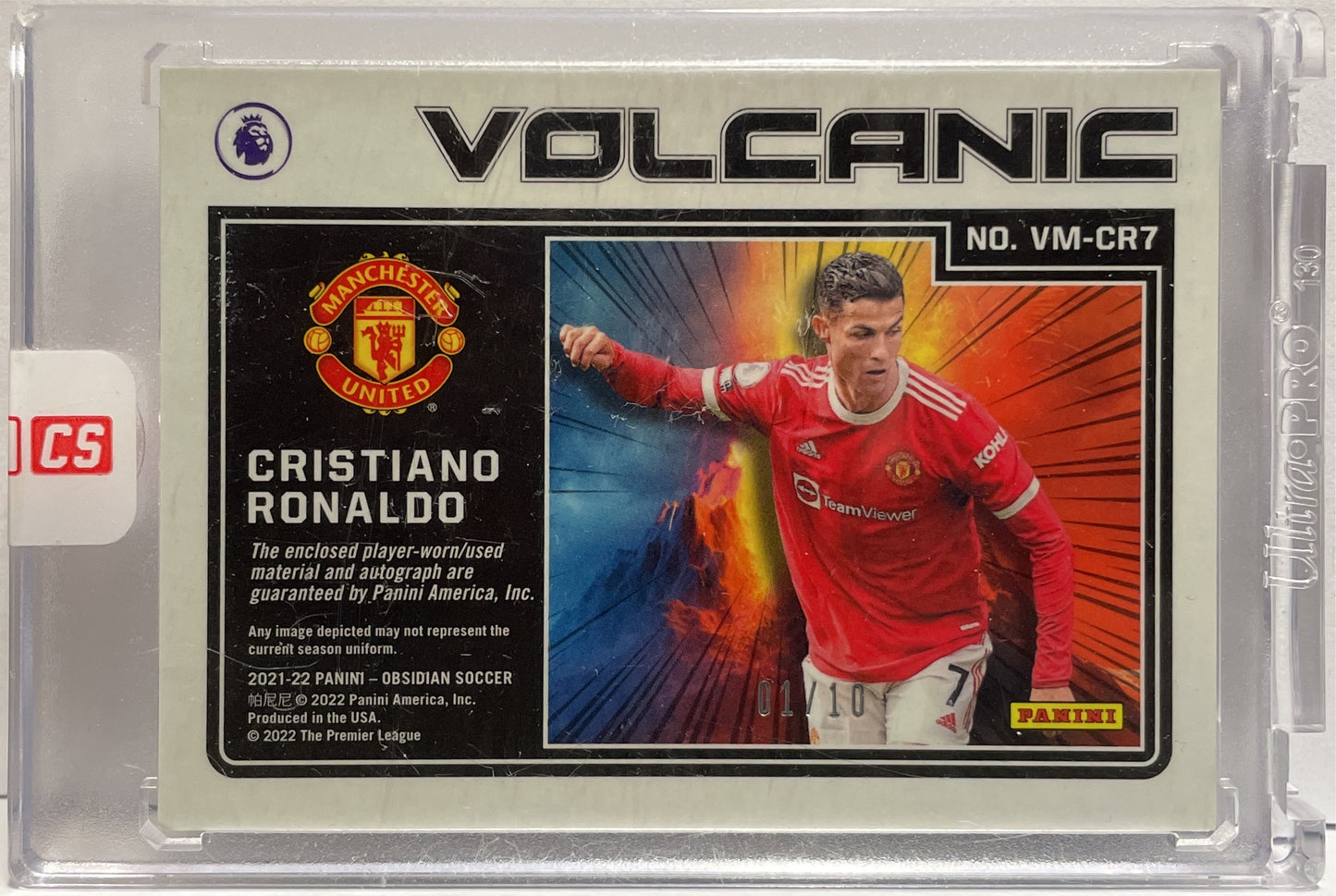 Cristiano Ronaldo 1/10 Patch Worn Autograph Volcanic Electric Etch Orange Panini Obsidian 2021/22