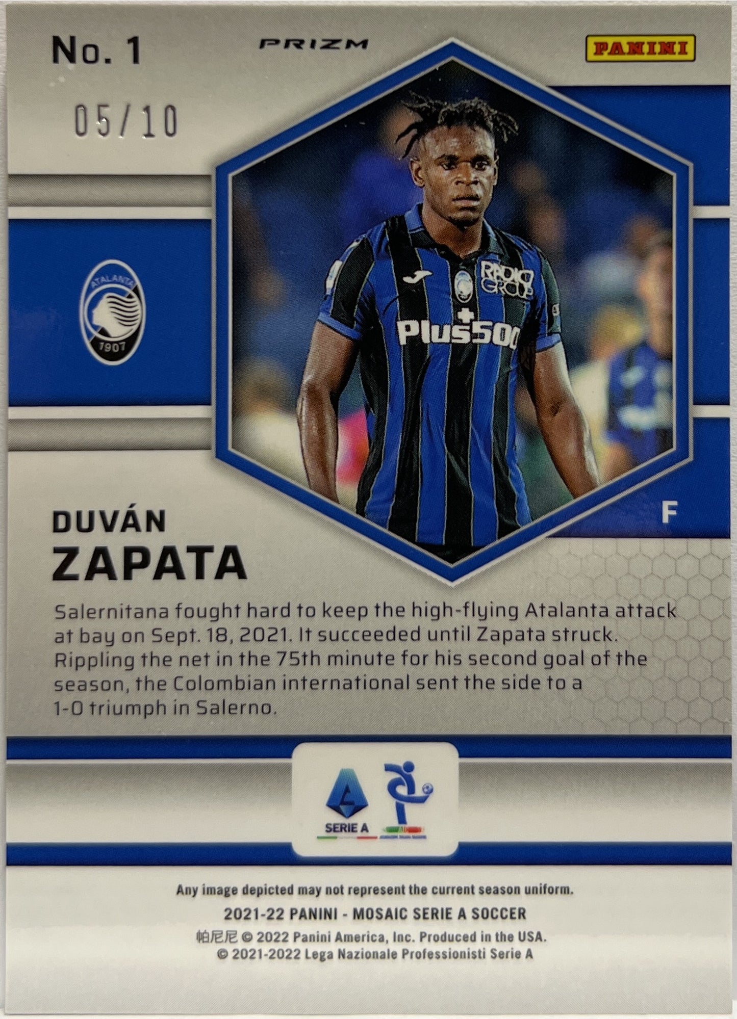 Duvan Zapata 5/10 Red & Gold Mosaic Serie A 2021/22