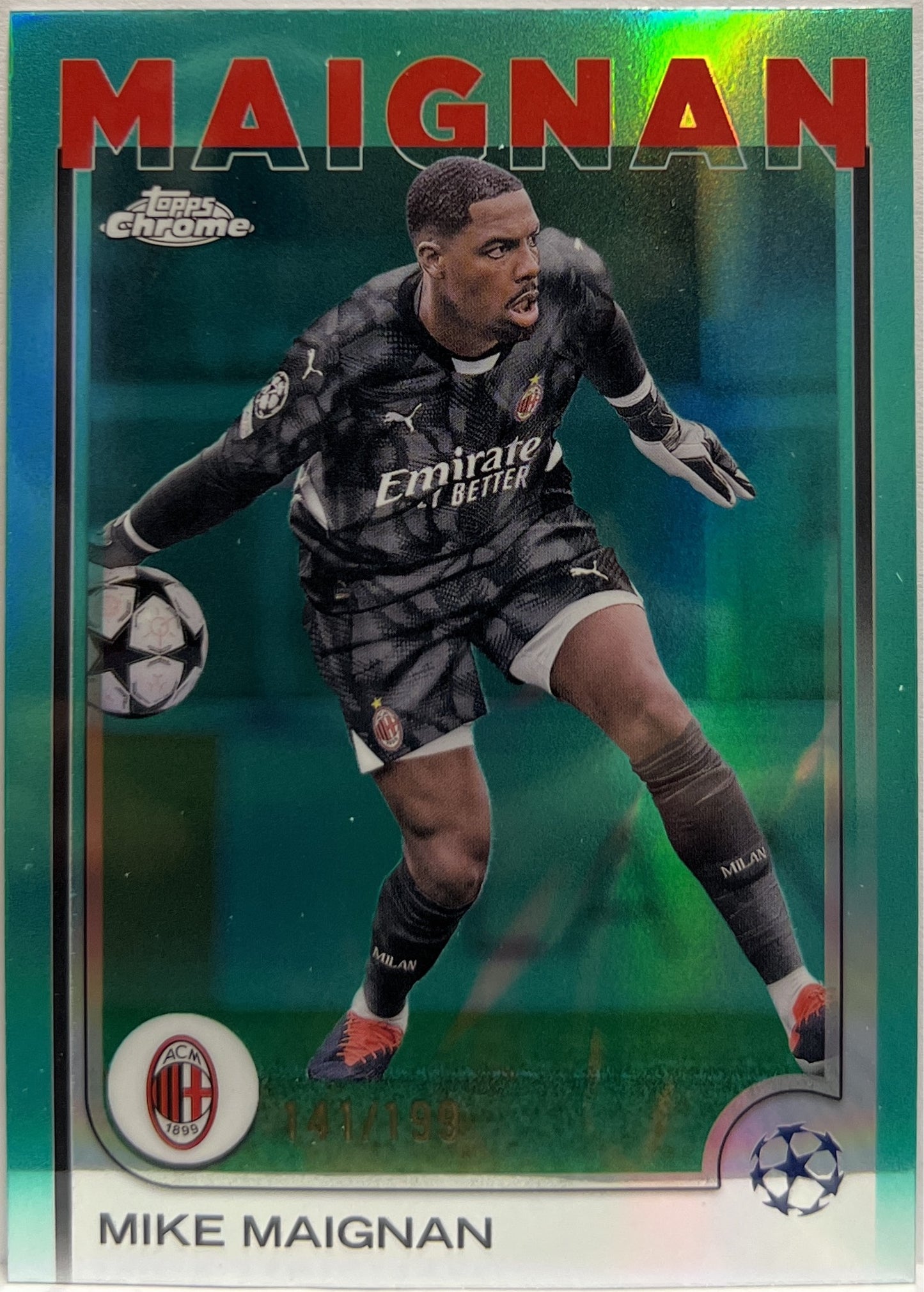 Mike Maignan 188/199 Aqua Topps Chrome UCC 2024/25